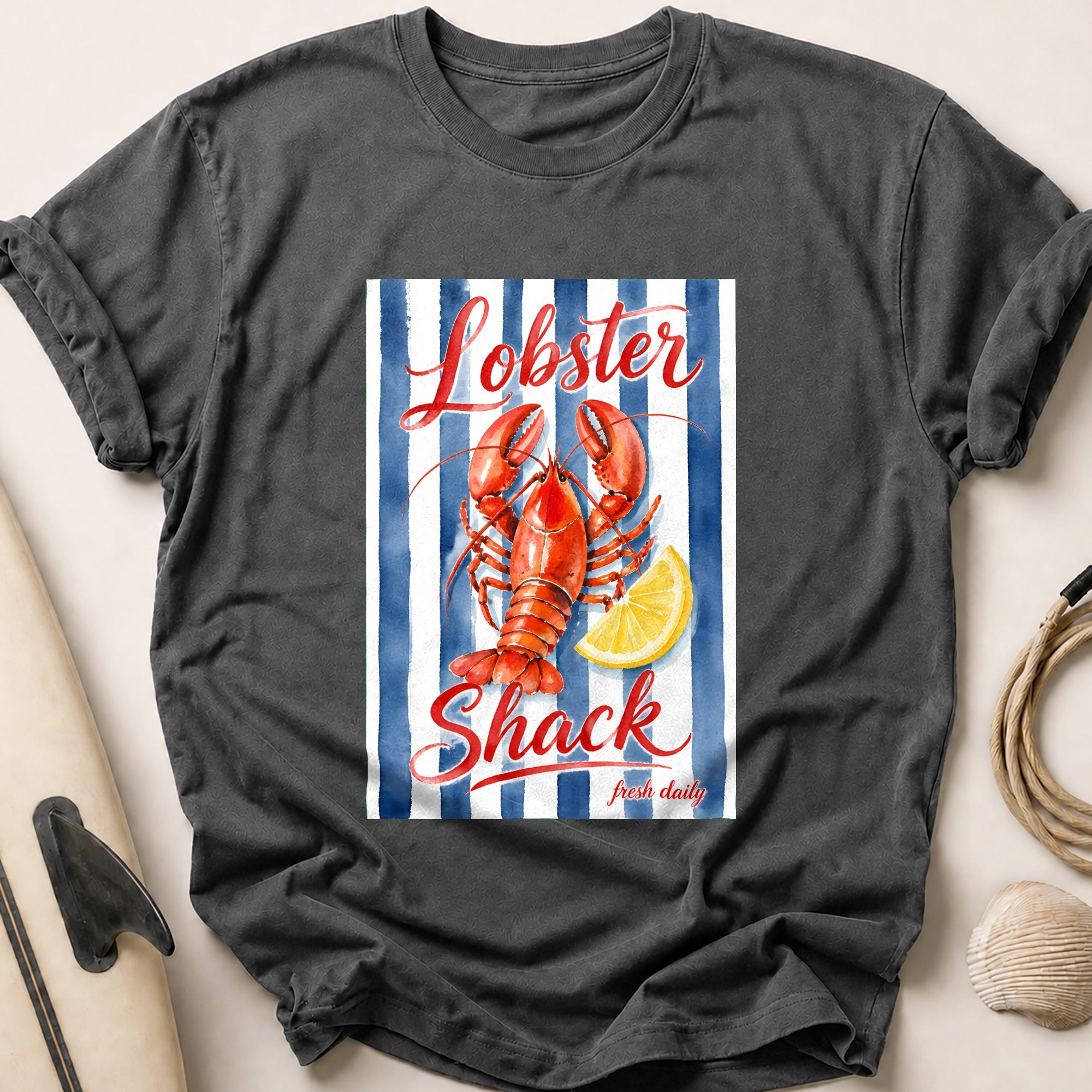Lobster Shack Seafood Restaurant Fresh Daily Tee - Charcoal