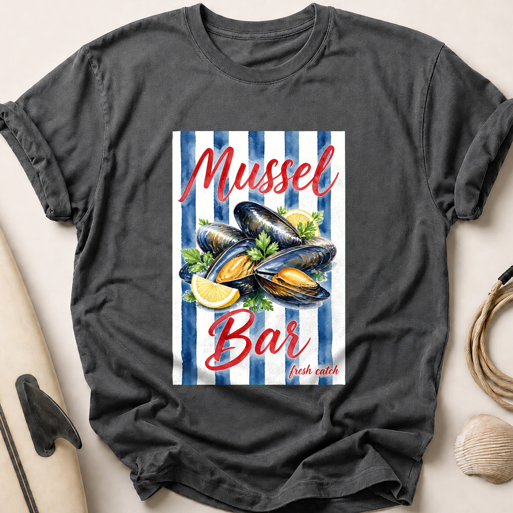 Mussel Bar Fresh Catch Seafood Restaurant Tee - Charcoal