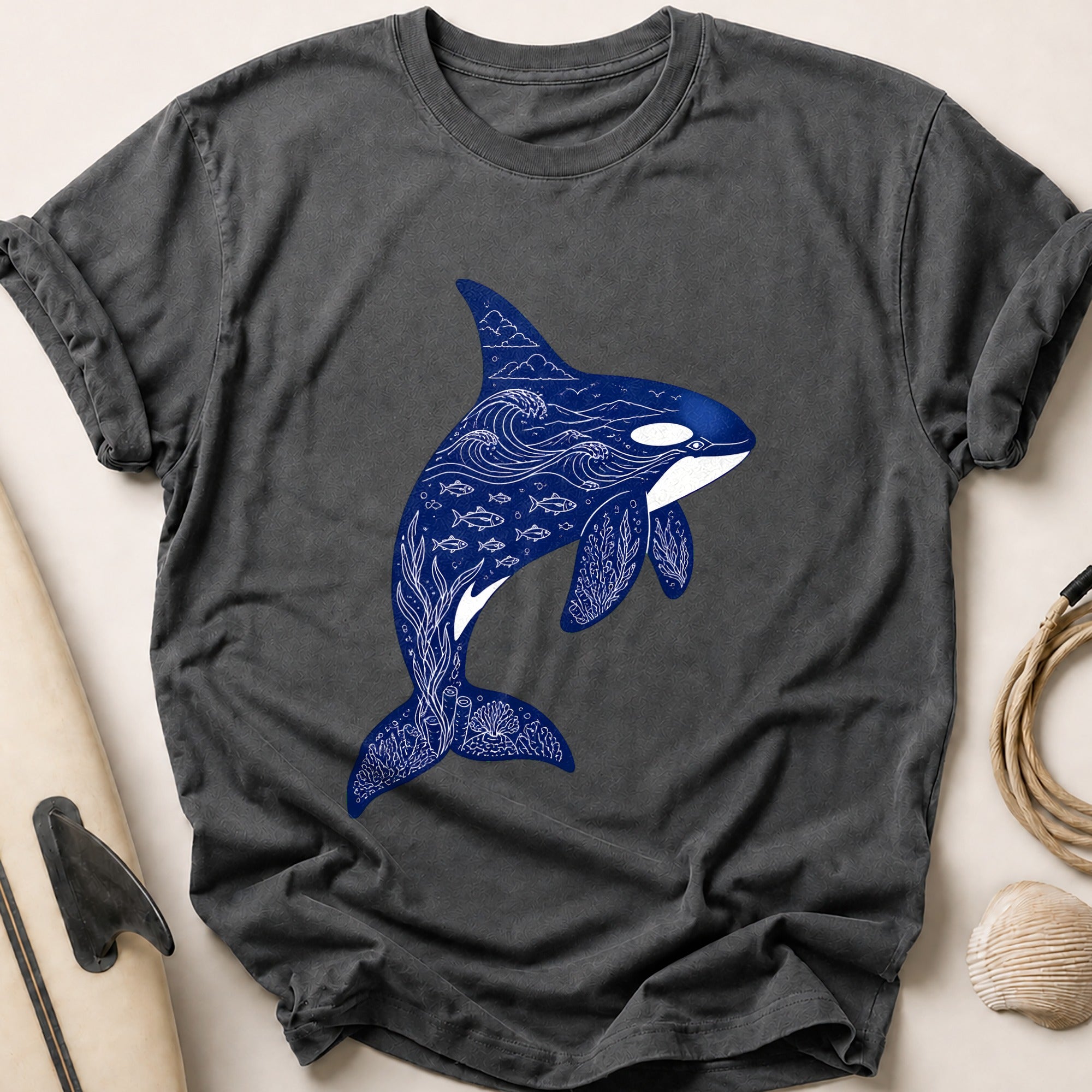 Orca Whale Ocean Marine Wildlife Tee - Charcoal