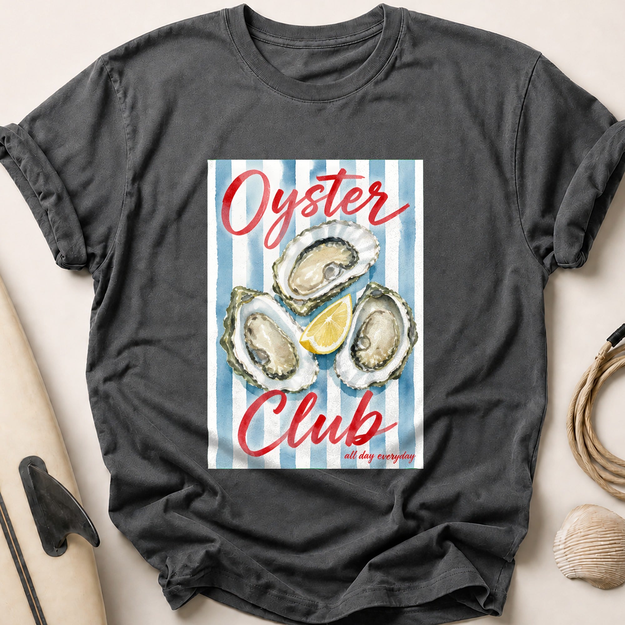 Oyster Club All Day Everyday Seafood Restaurant Tee - Charcoal