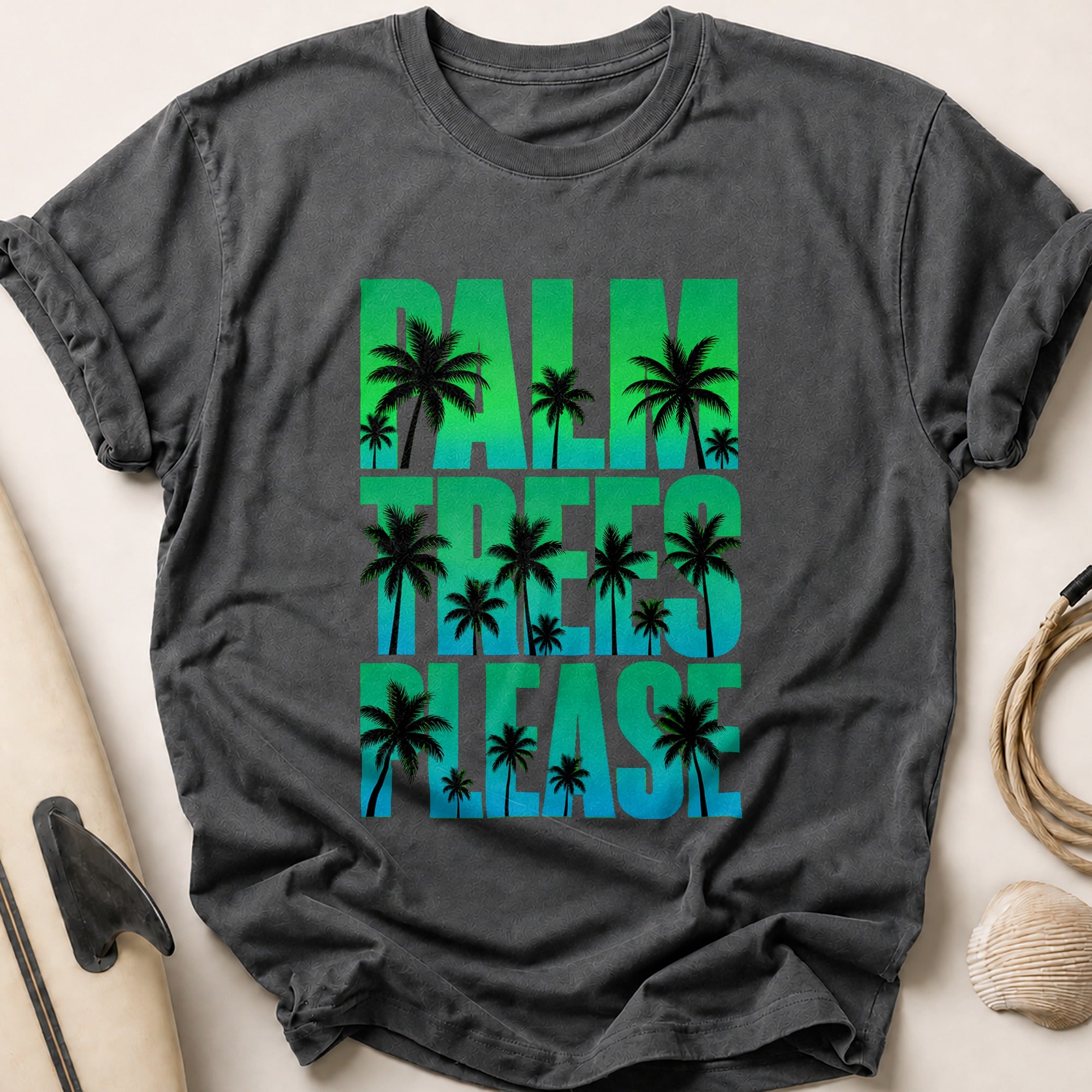Palm Island Vibes Tropical Summer Funny Tee - Charcoal