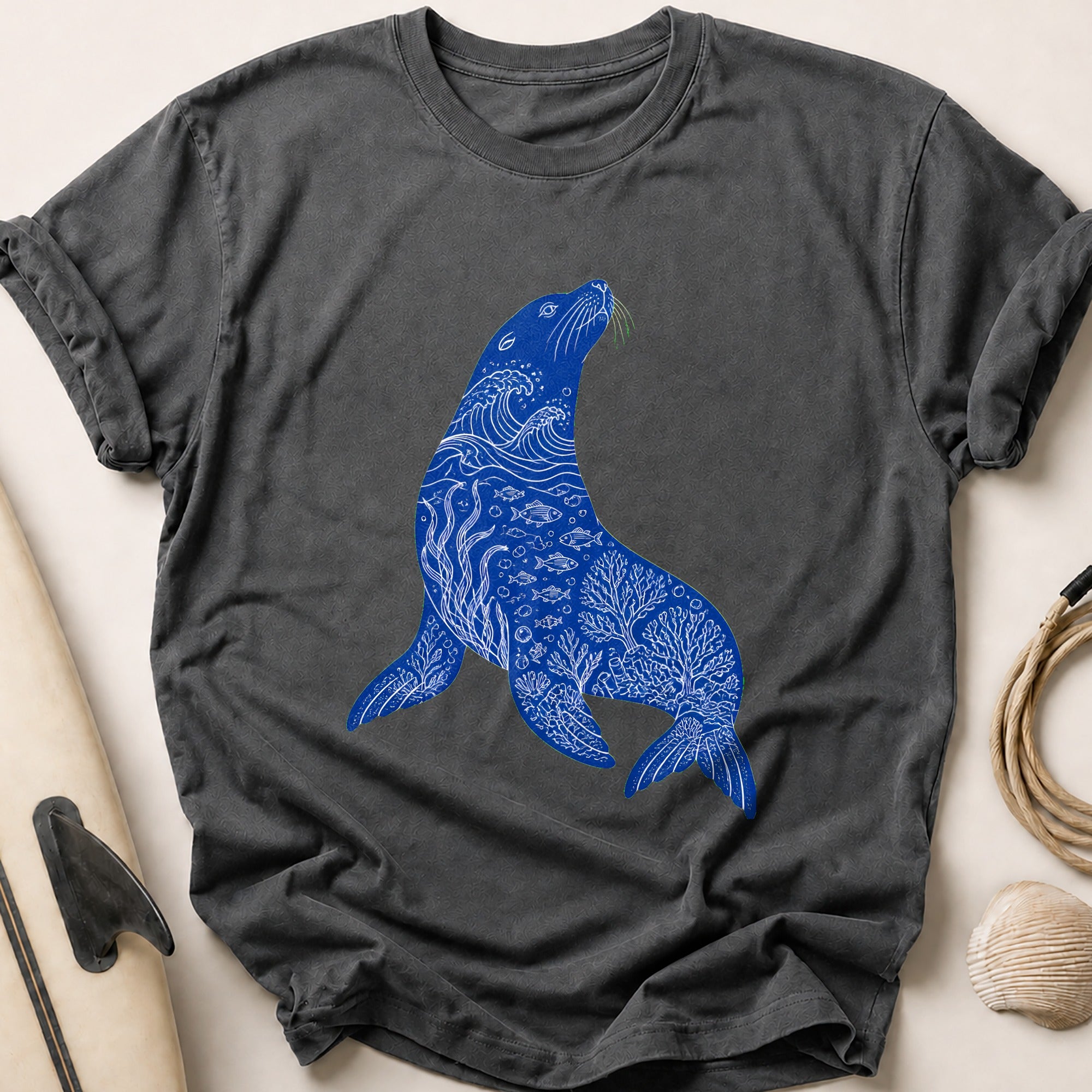 Seal Ocean Marine Wildlife Tee - Charcoal