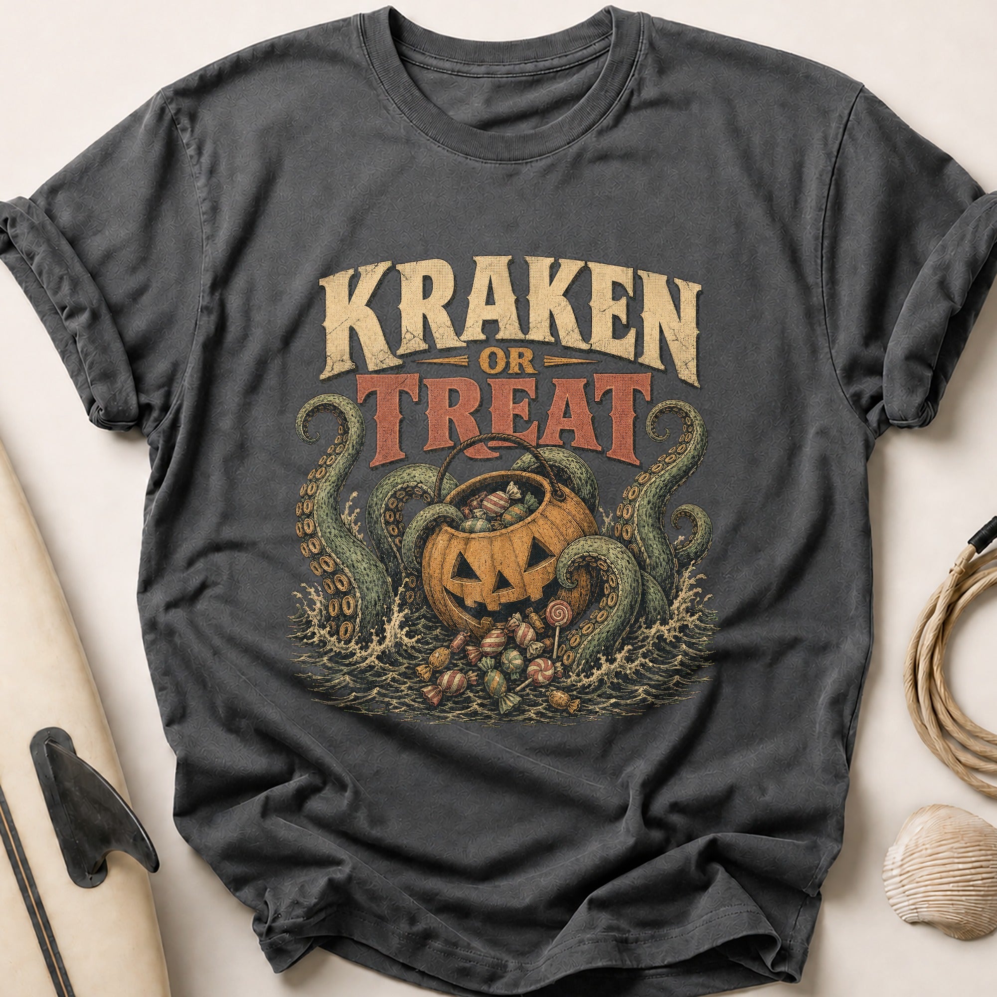 KRAKEN OR TREAT Tee - Charcoal