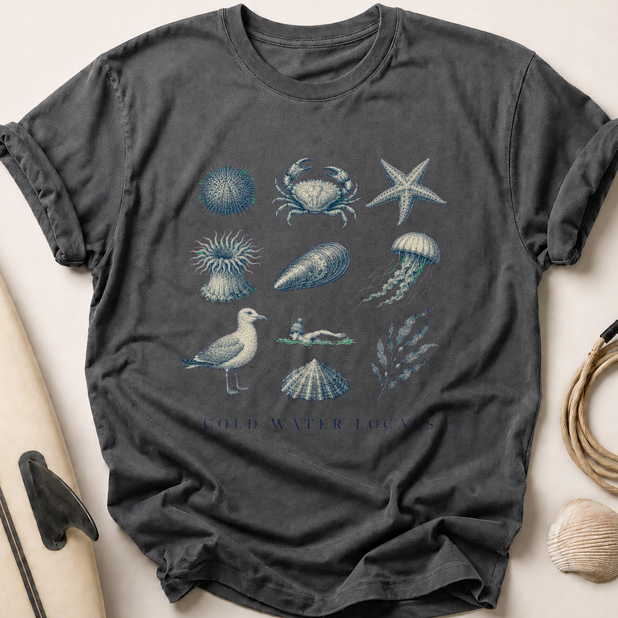 COLD WATER LOCALS Tee - Charcoal