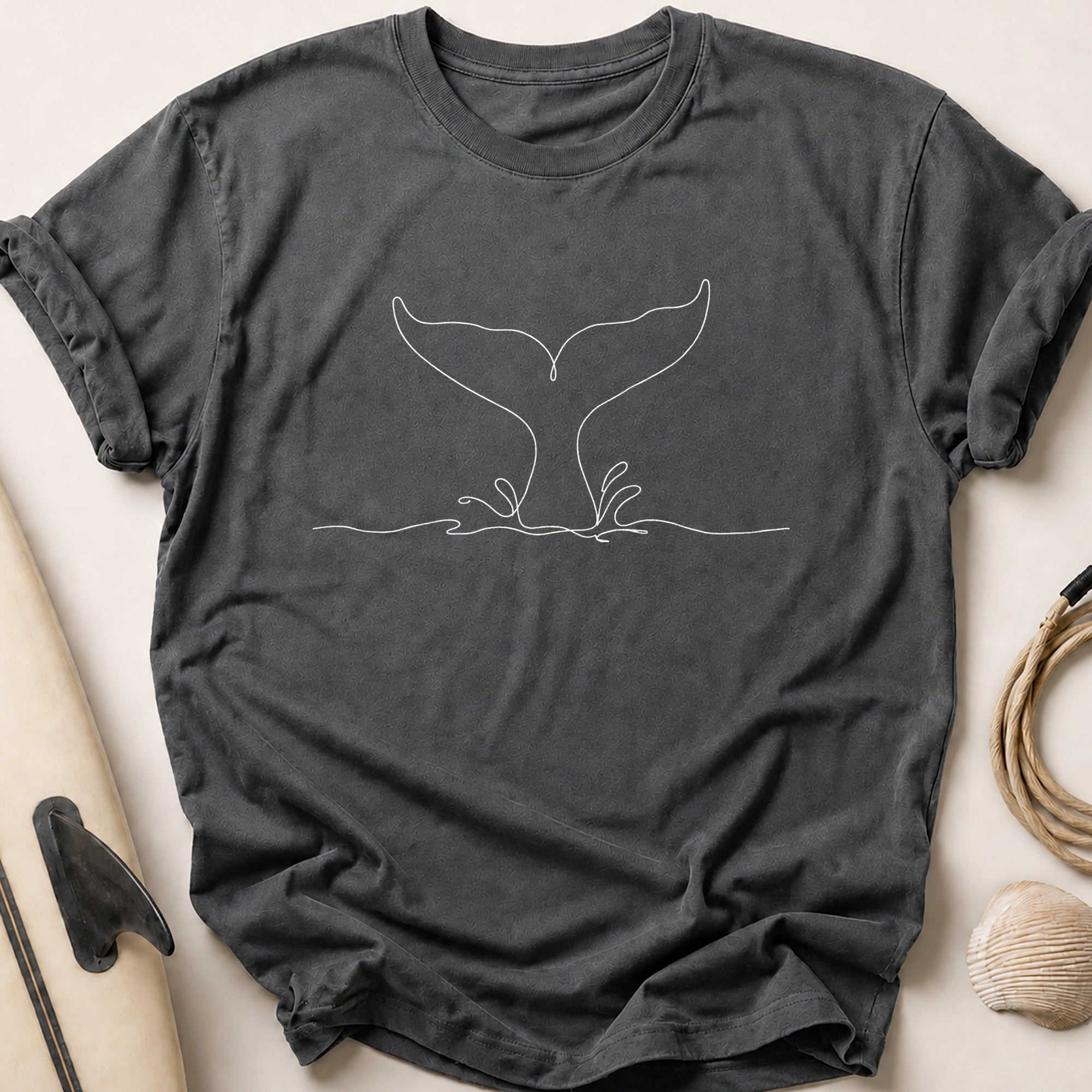 Single Line Whale Tee - Charcoal