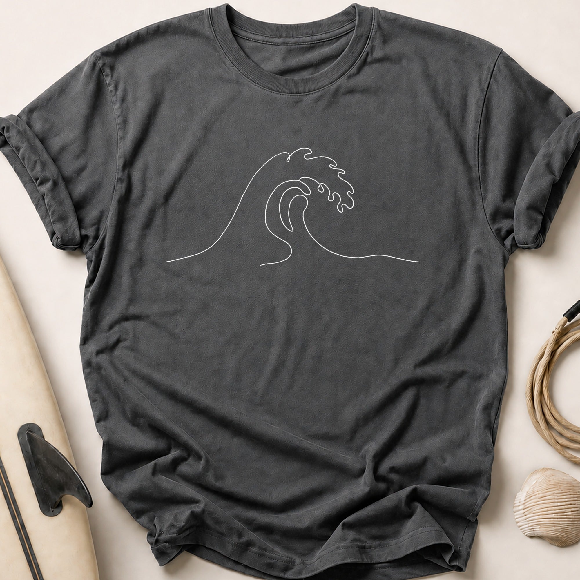 Single Line Wave Tee - Charcoal