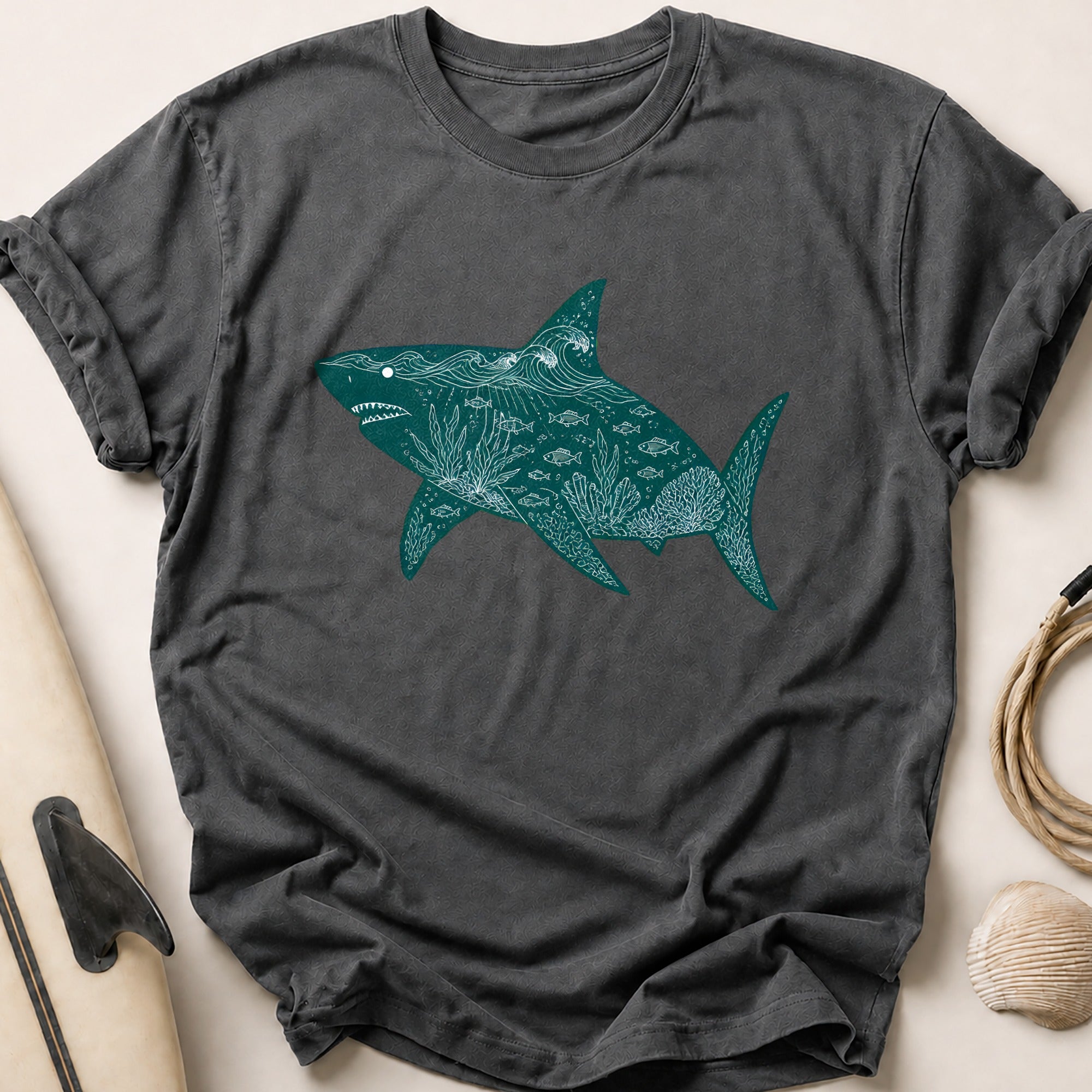 Shark Ocean Sea Life Marine Tee - Charcoal