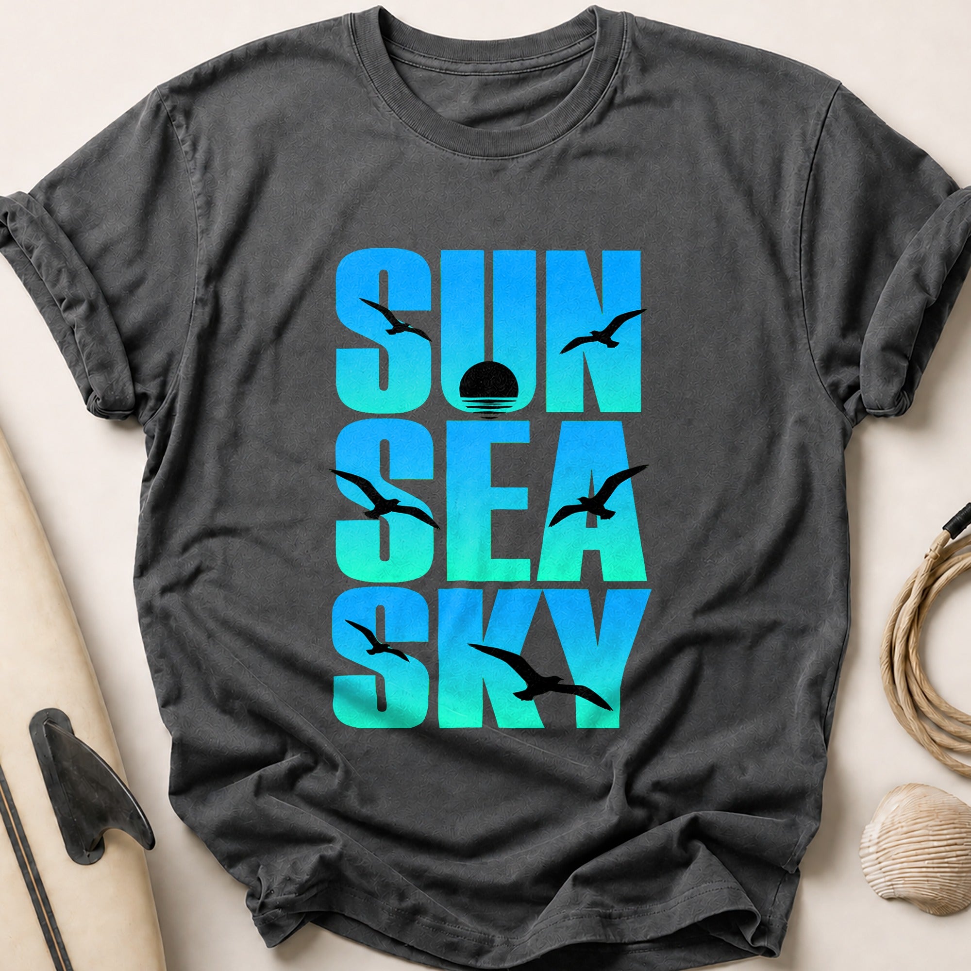 Sun Sea Sky Swimmers Funny Tee - Charcoal