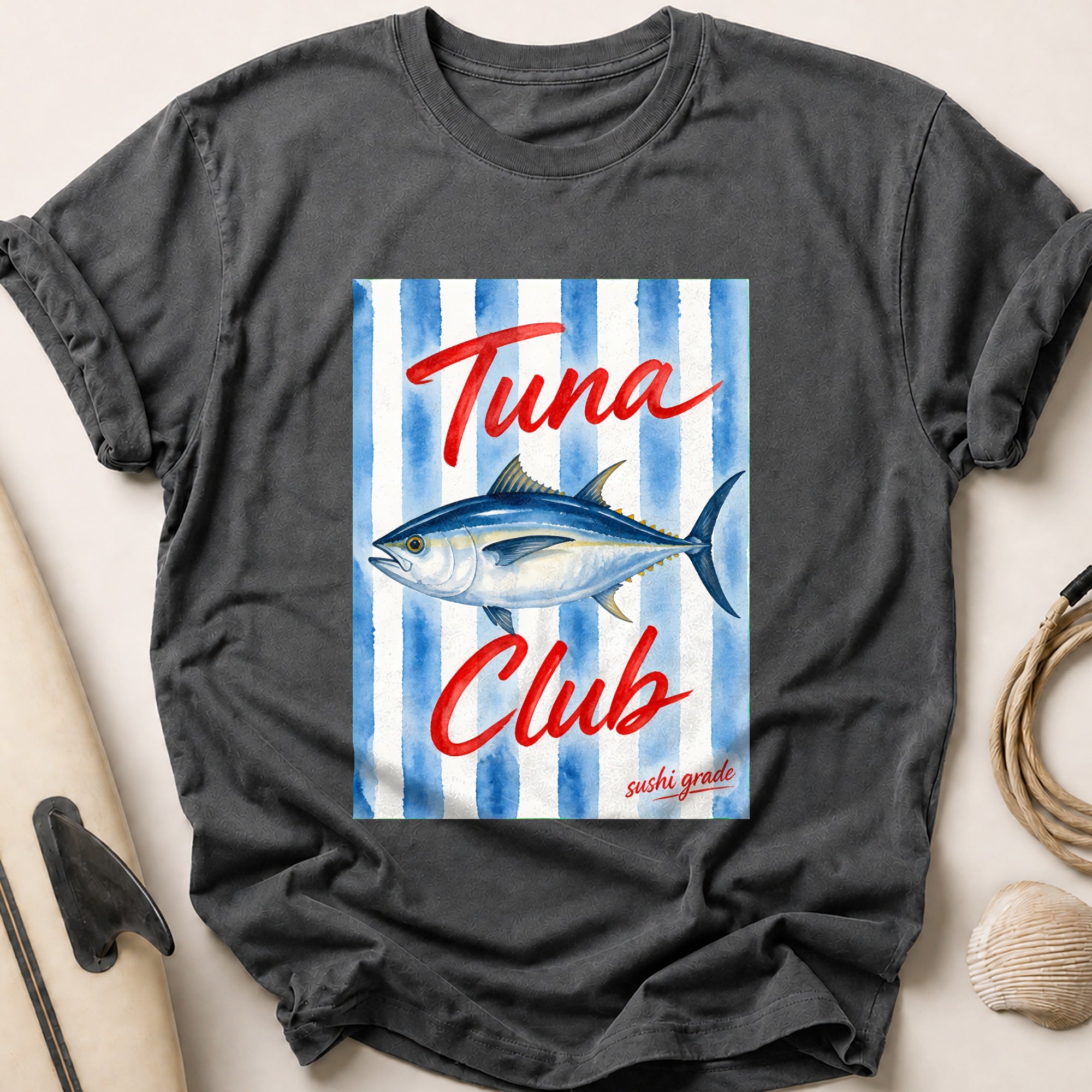 Tuna Club Sushi Grade Fishing Seafood Tee - Charcoal