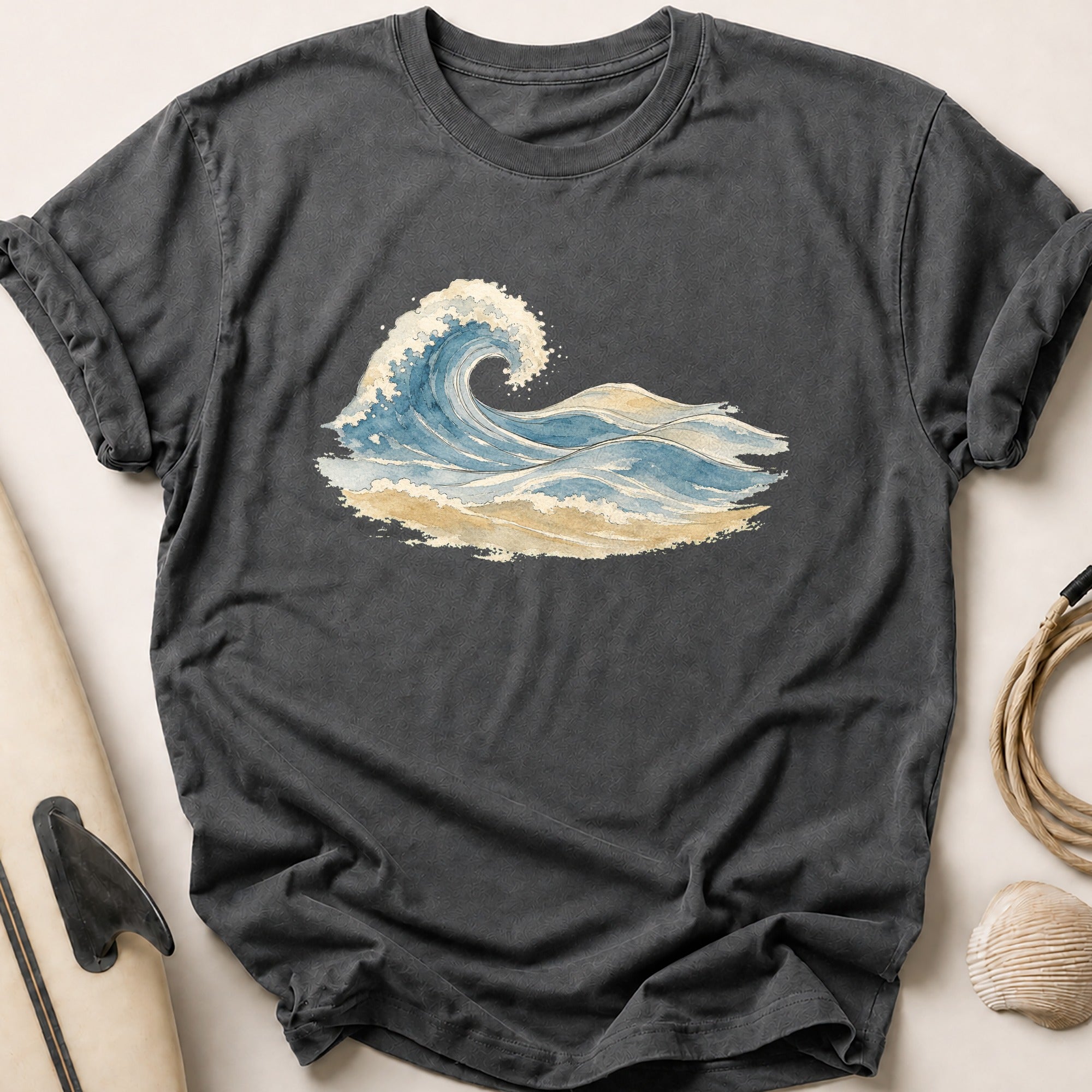 Watercolour Wave Pastel Tee - Charcoal