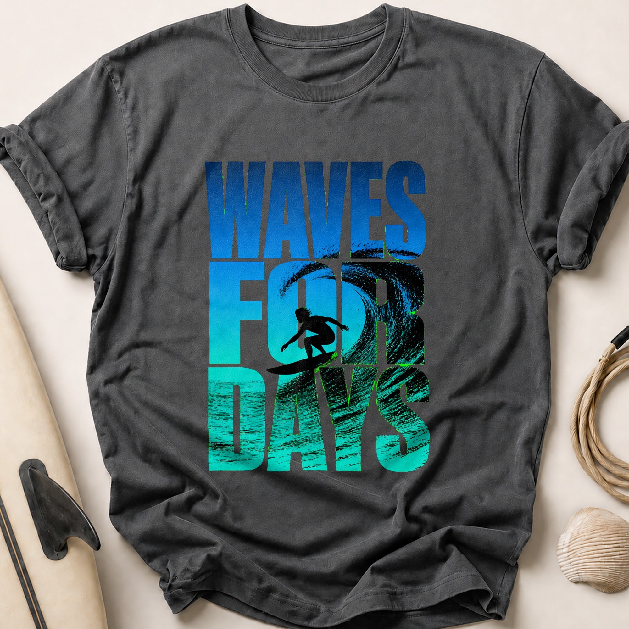 Waves for Days Surfer Tee - Charcoal
