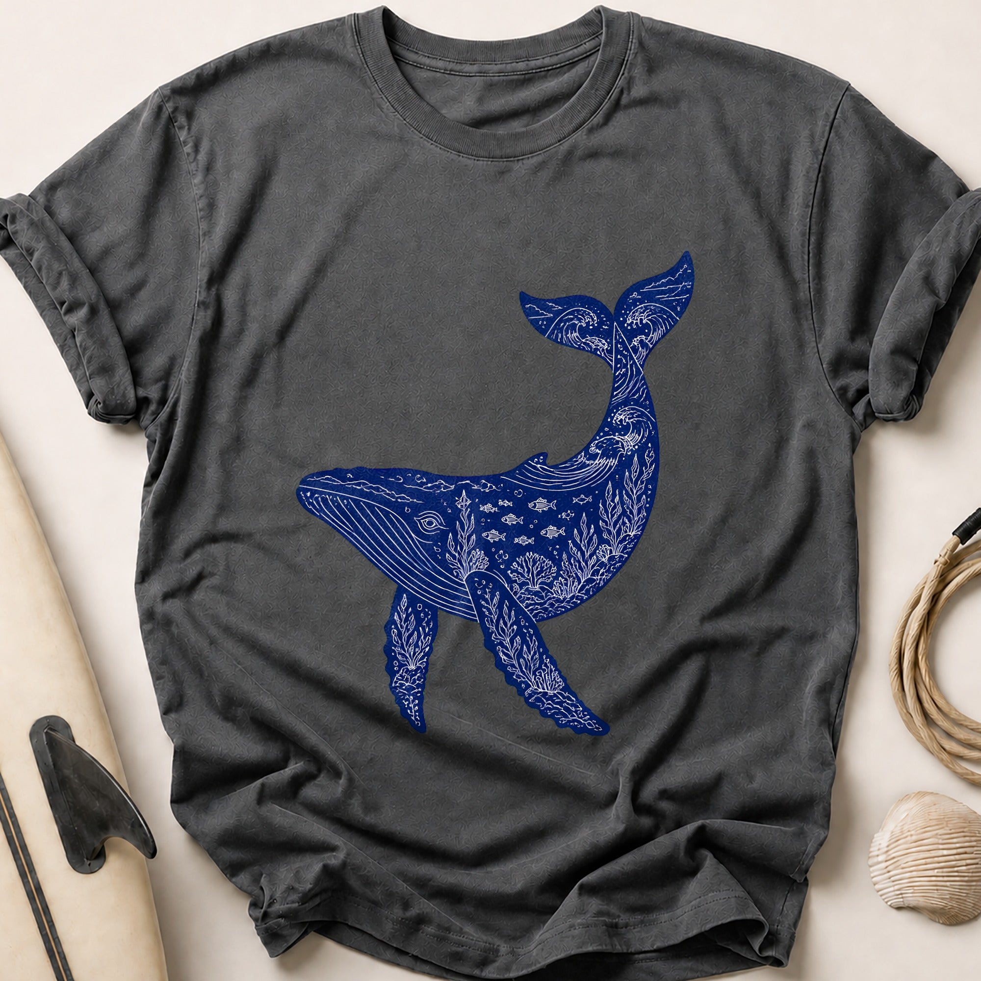 Whale Ocean Marine Animals Tee - Charcoal