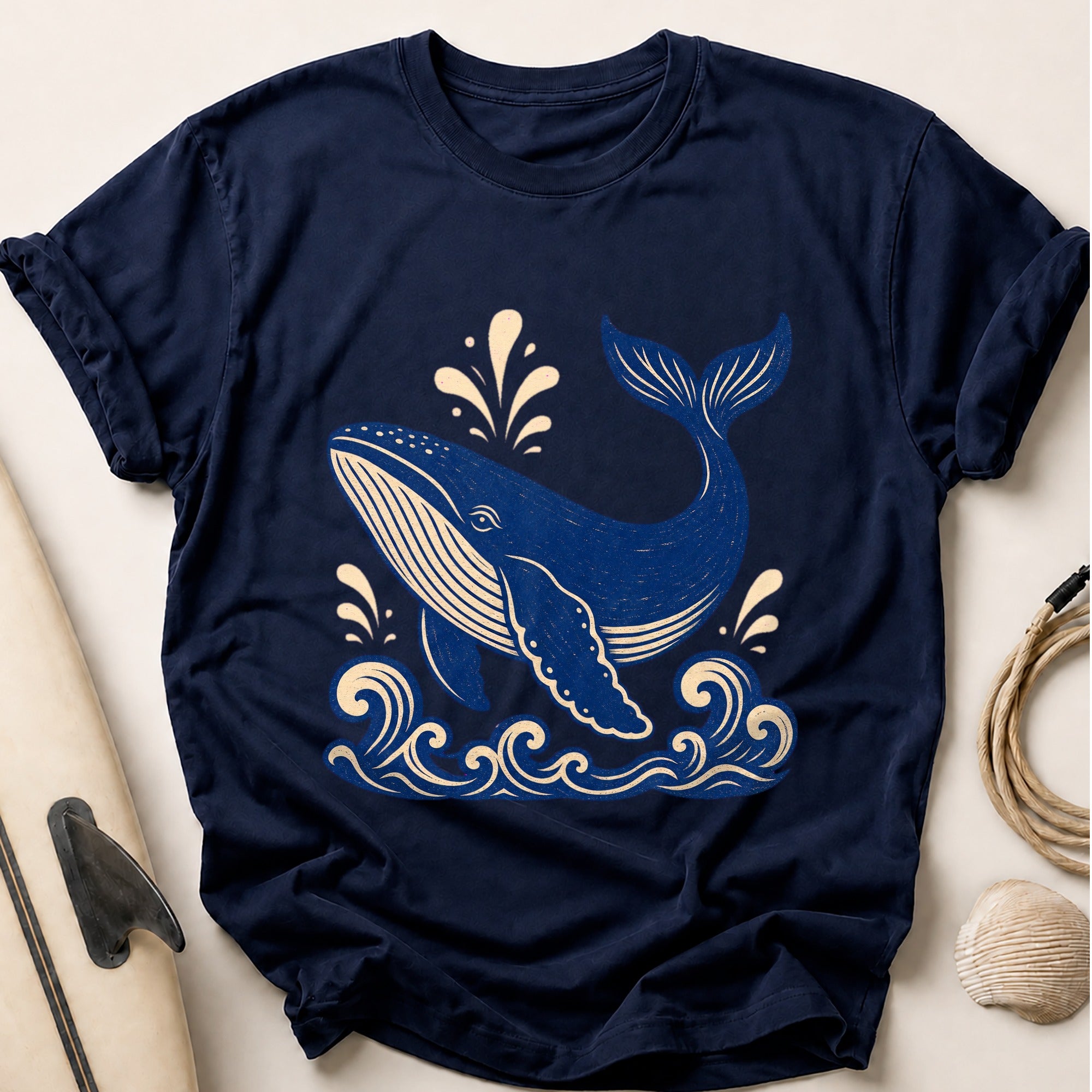 Whale Tee - Navy