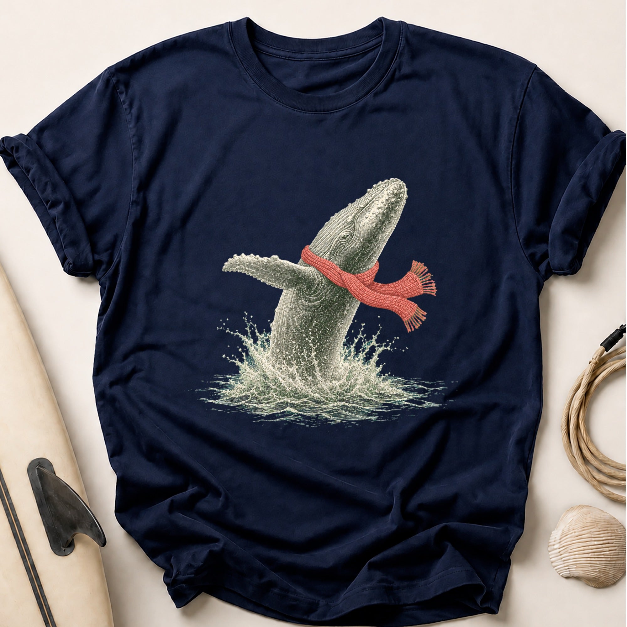 Humpback Whale Breaching Tee - Navy