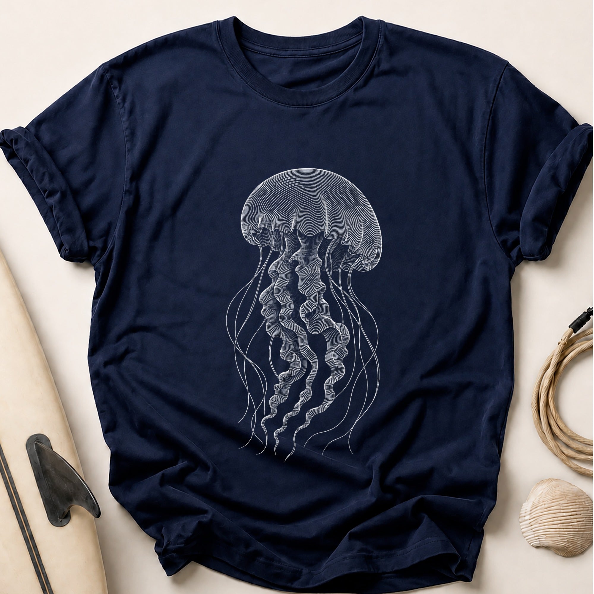 Drifting Jellyfish With Long Tentacles Tee - Navy