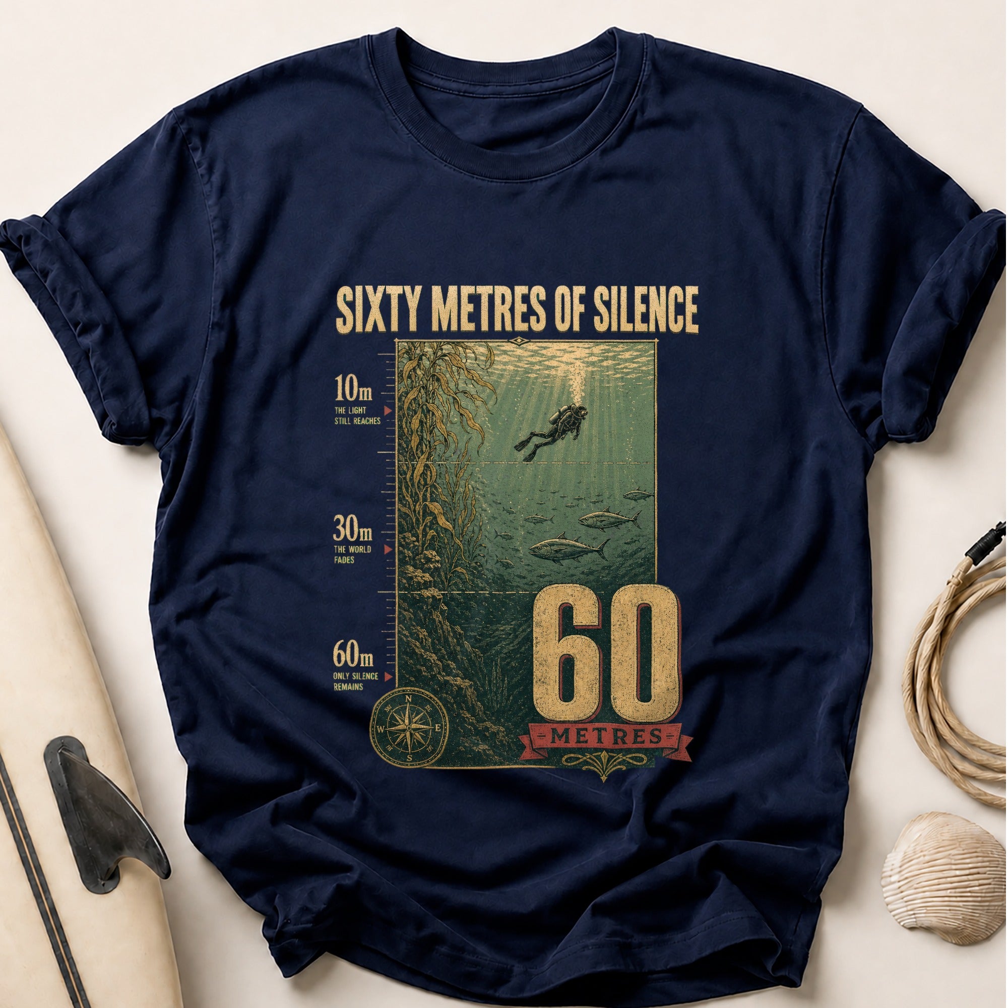Sixty Metres of Silence Tee - Navy