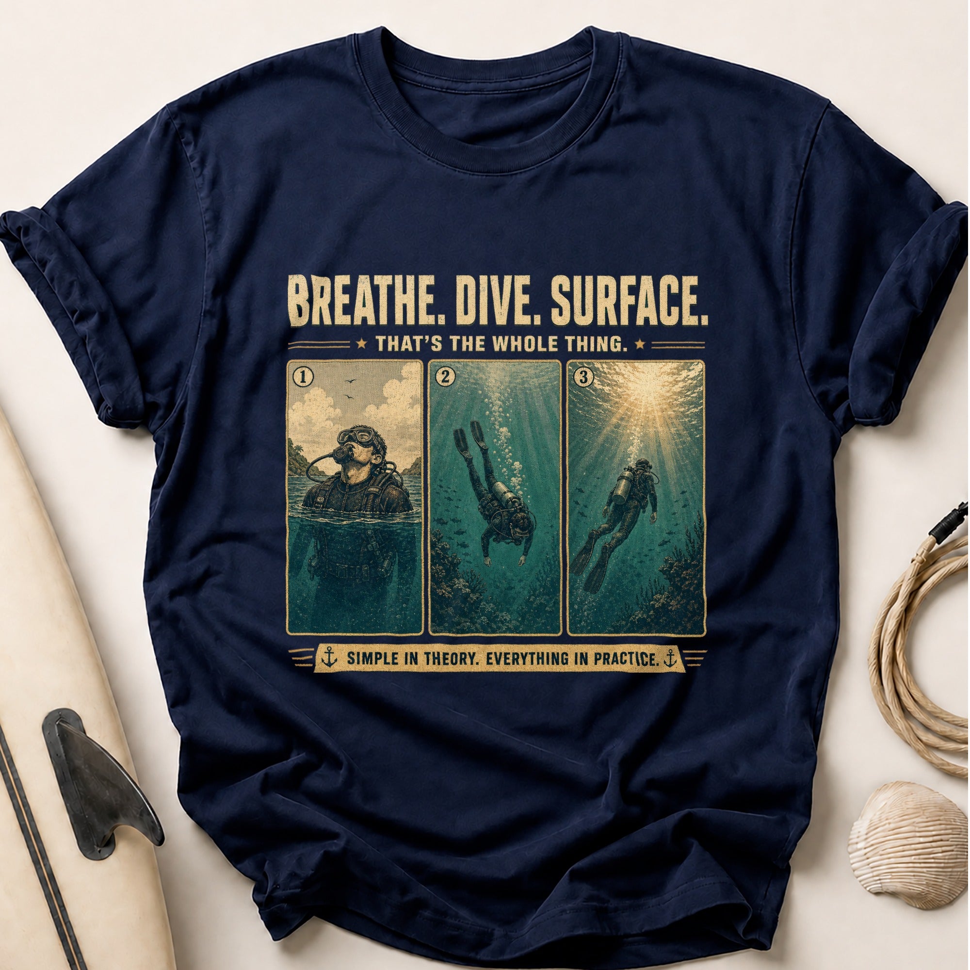 Breathe. Dive. Surface Tee - Navy