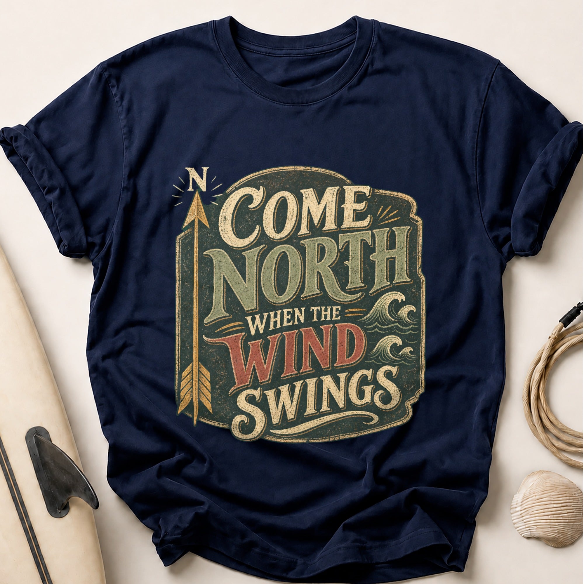 Come North When the Wind Swings Tee - Navy