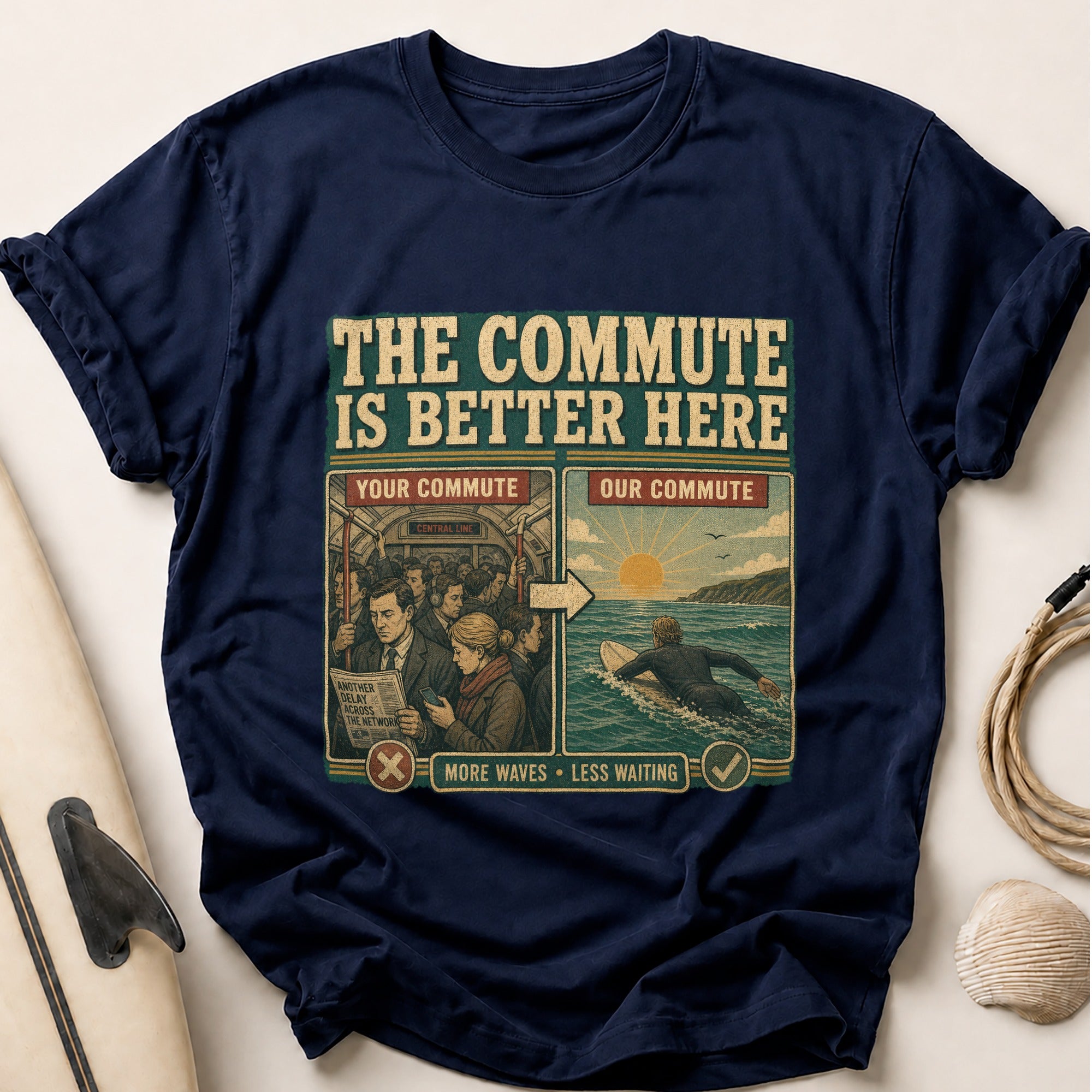 The Commute is Better Here Tee - Navy