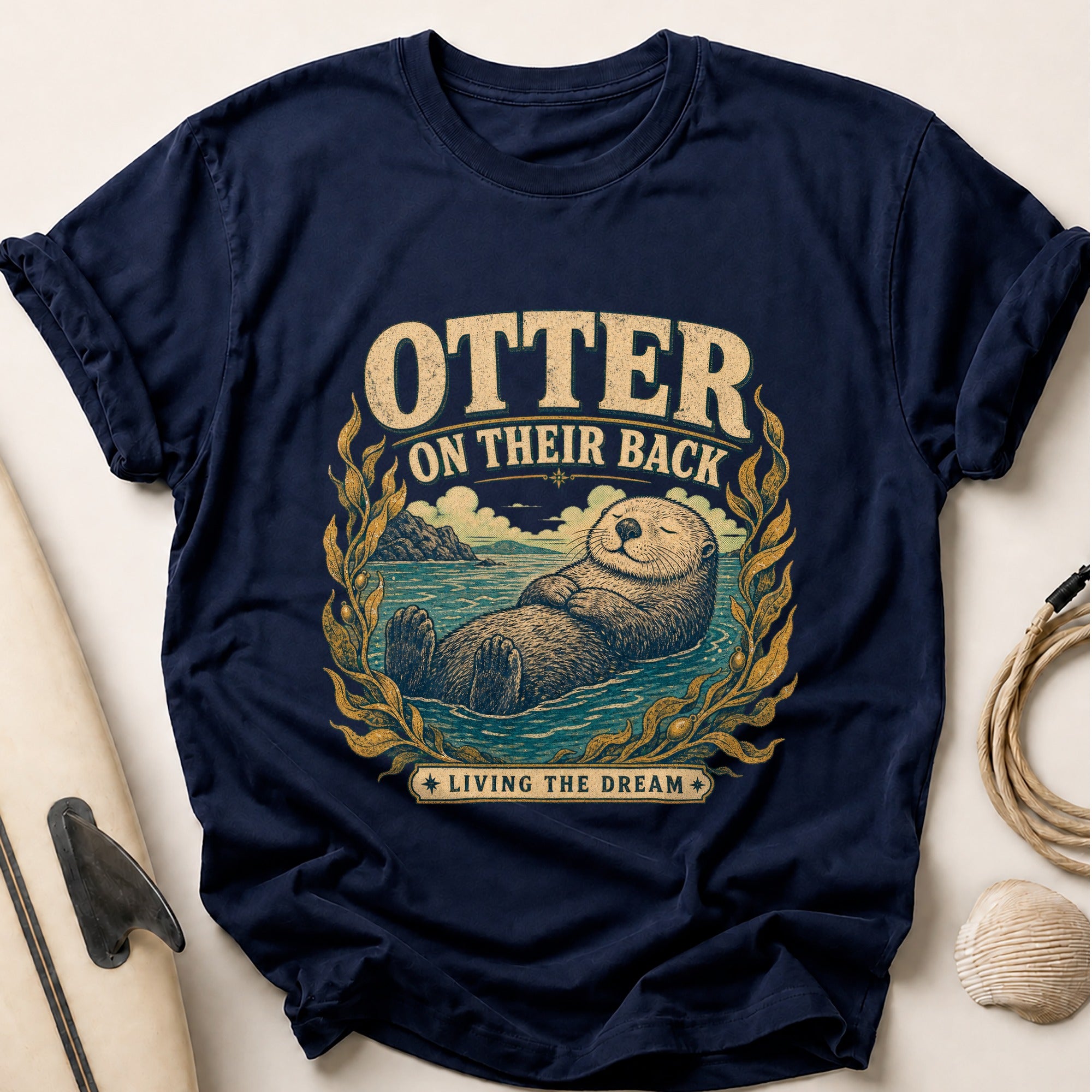 Otter on Their Back Tee - Navy