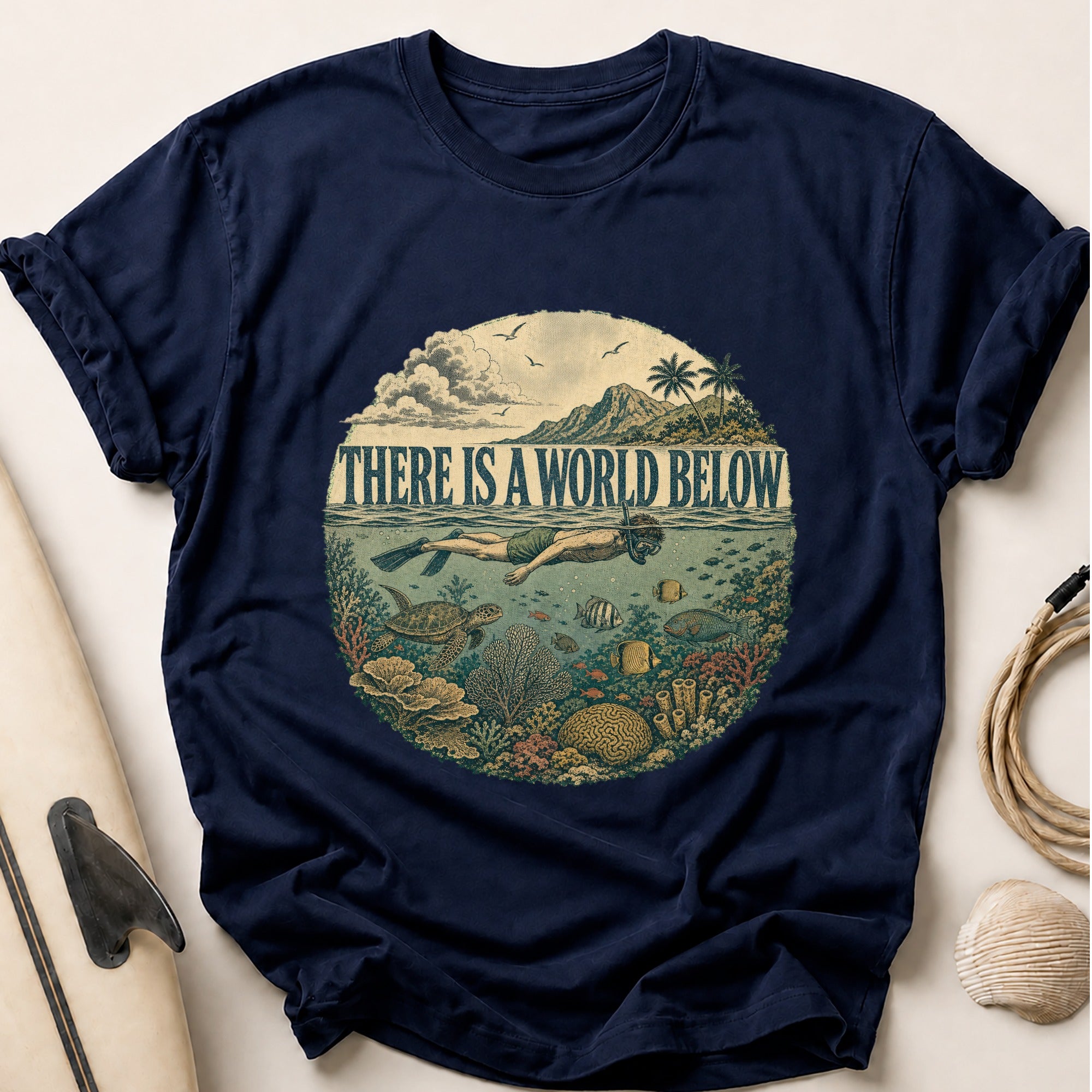 There is a World Below Tee - Navy
