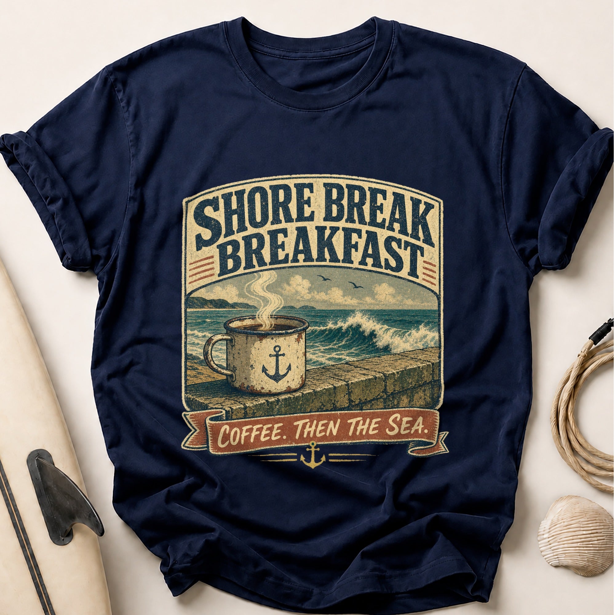 Shore Break Breakfast Tee - Navy