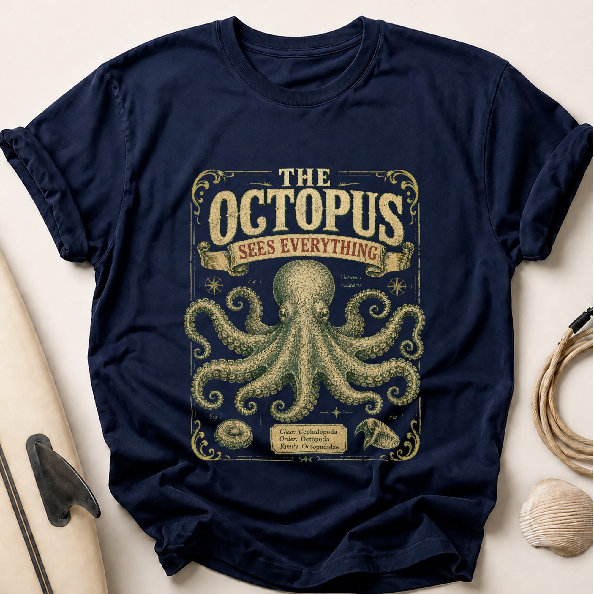 The Octopus Sees Everything Tee - Navy