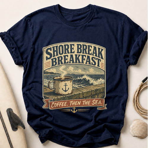 Coffee Then The Sea Tee - Navy