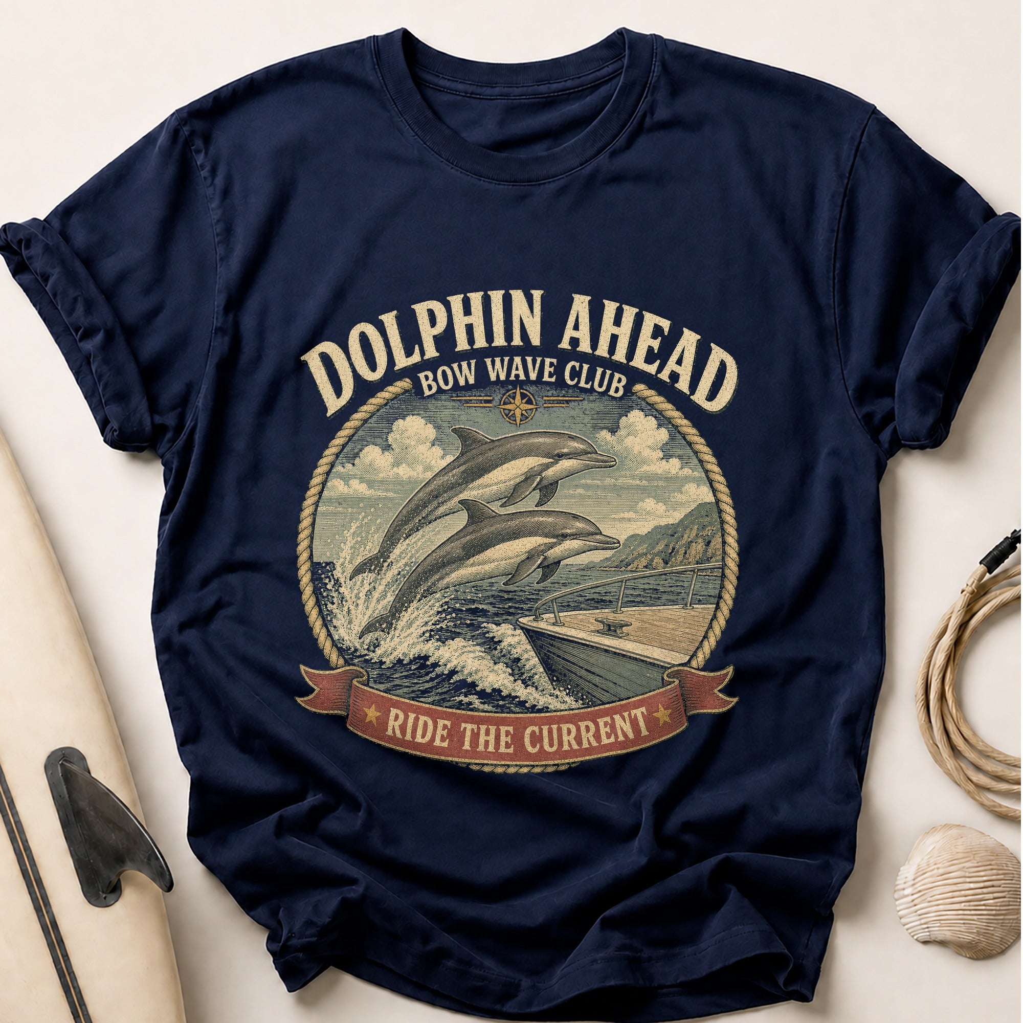 Dolphin Ahead Tee - Navy