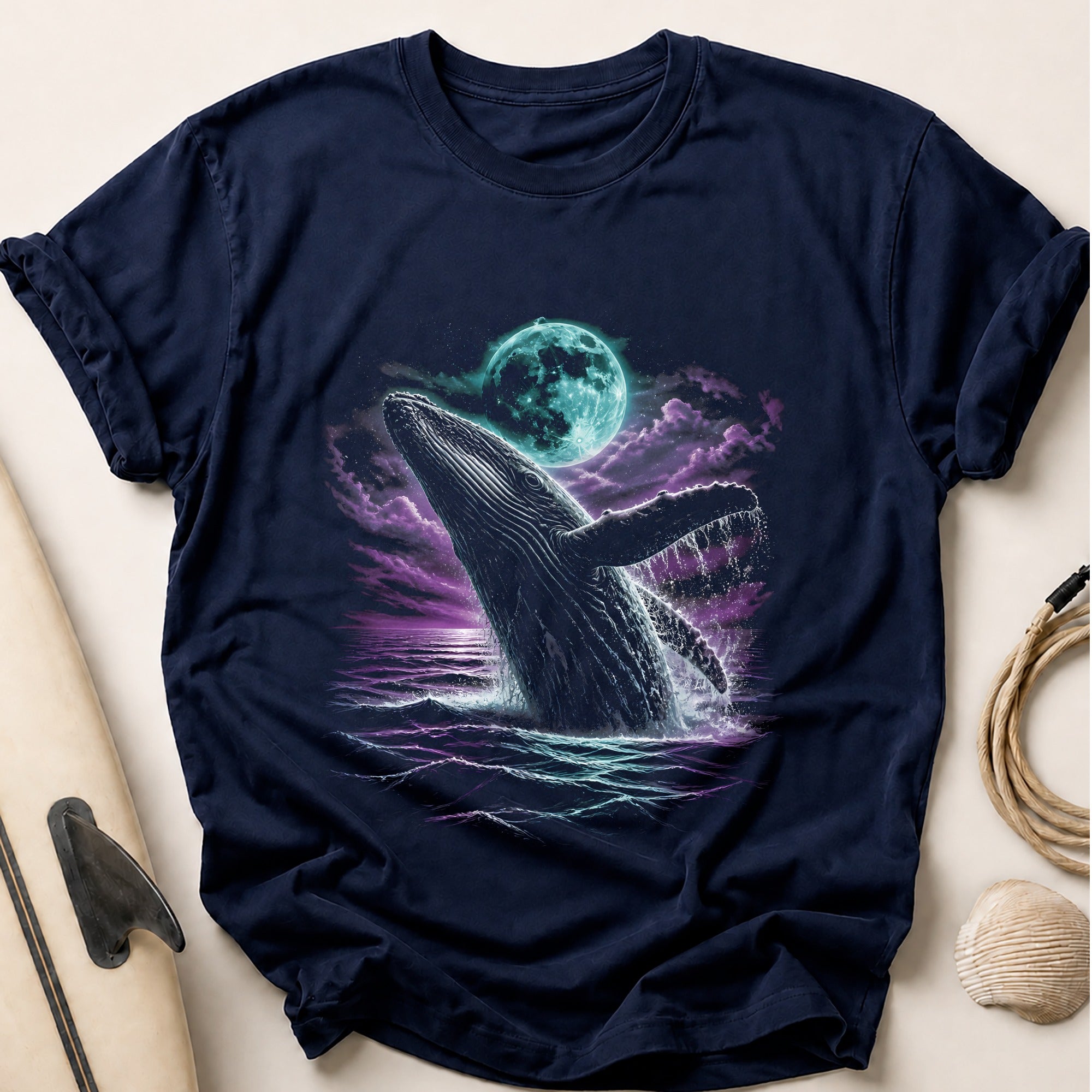 Humpback Purple Ocean Tee - Navy