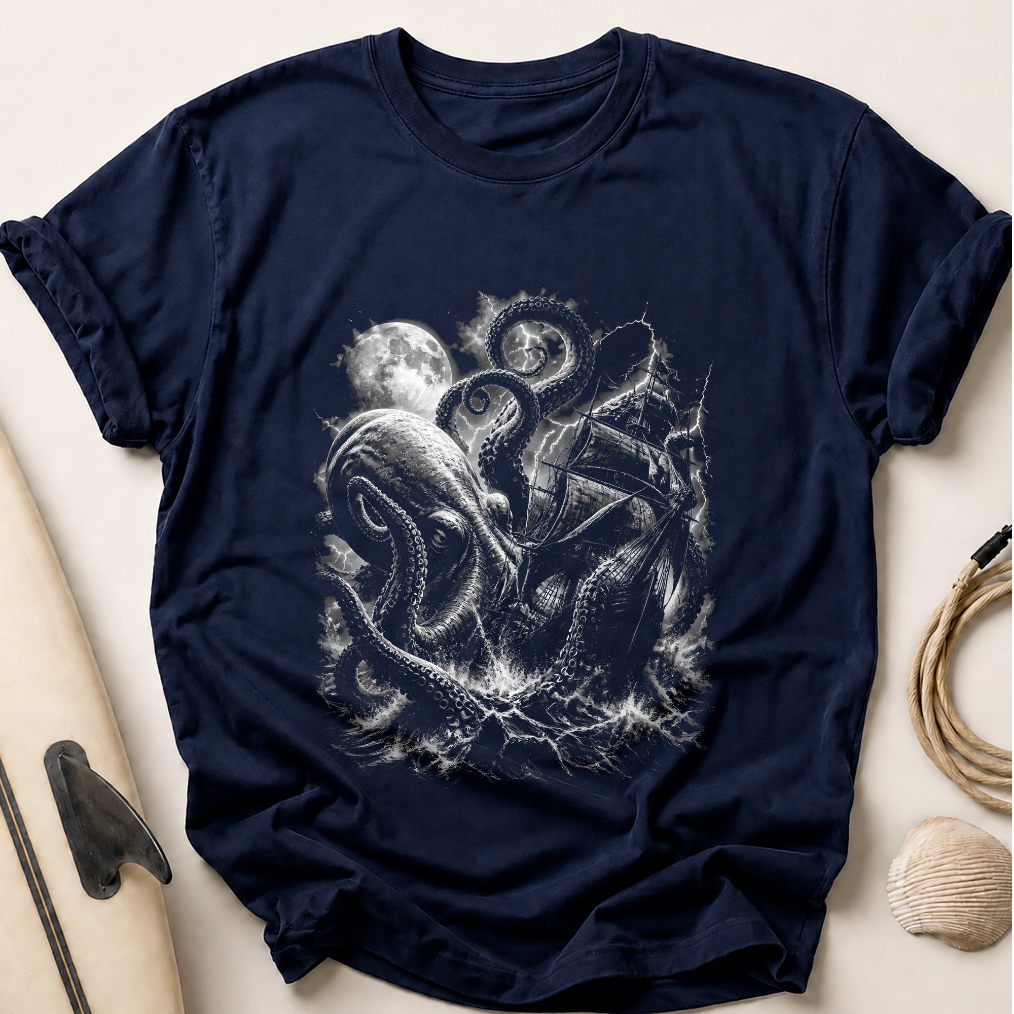 Kraken Ship Mono Tee - Navy