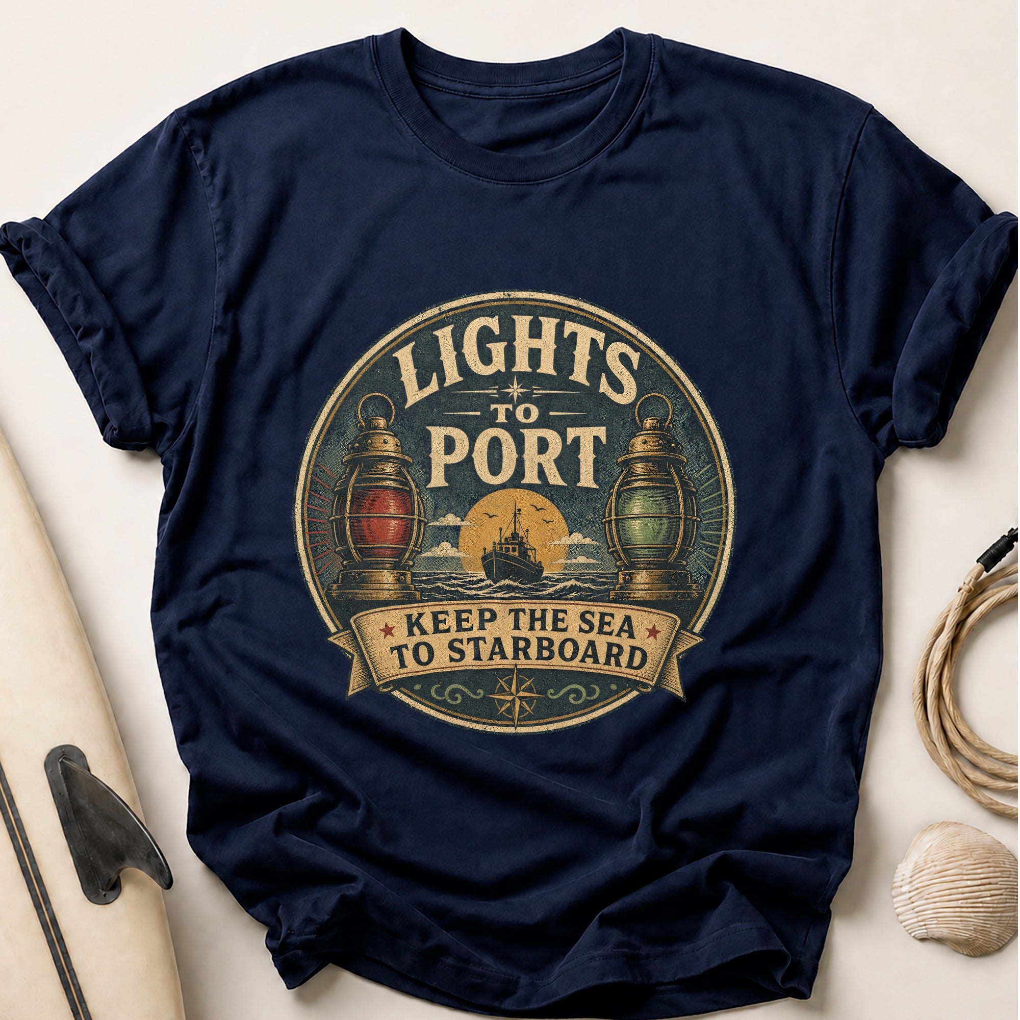 Lights To Port Tee - Navy