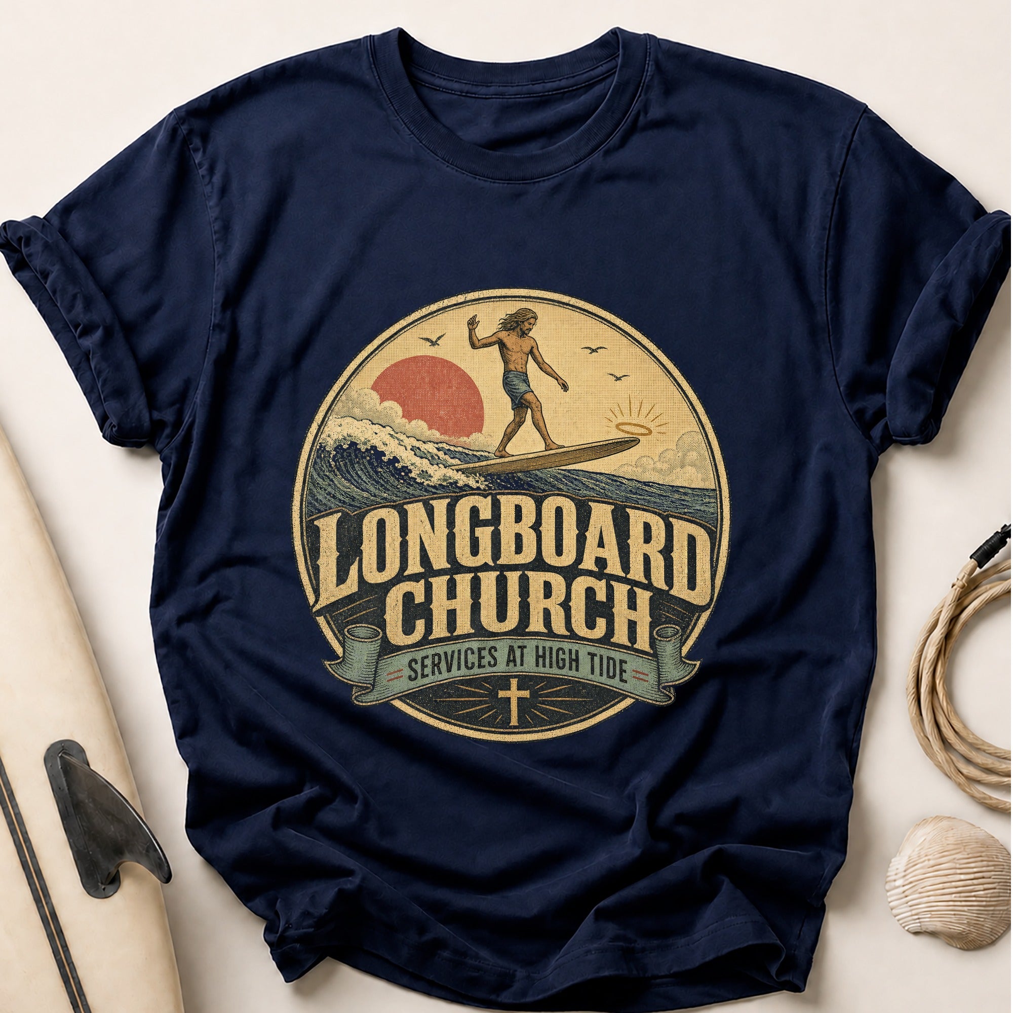 Longboard Church Tee - Navy