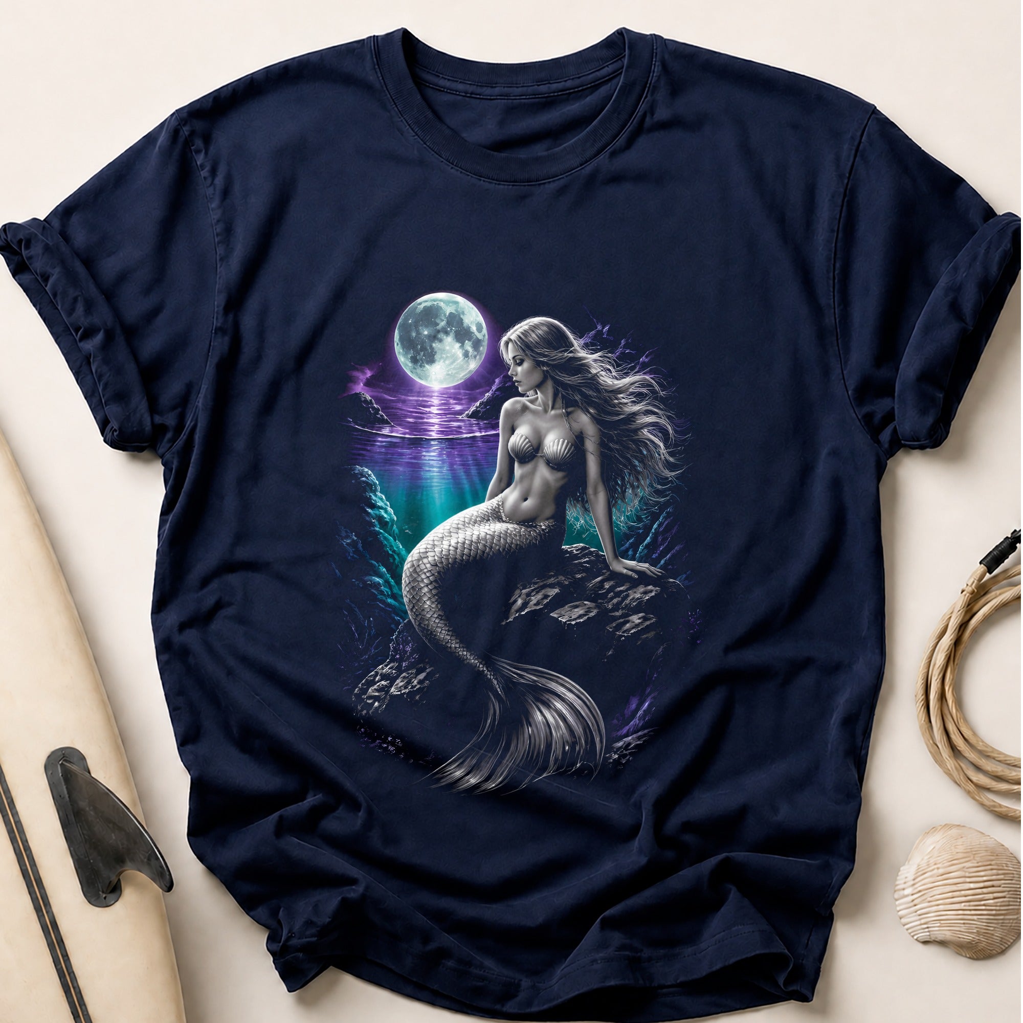 Mermaid Purple Deep Tee - Navy