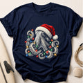 Octopus Christmas Lights 53 Tee - Navy
