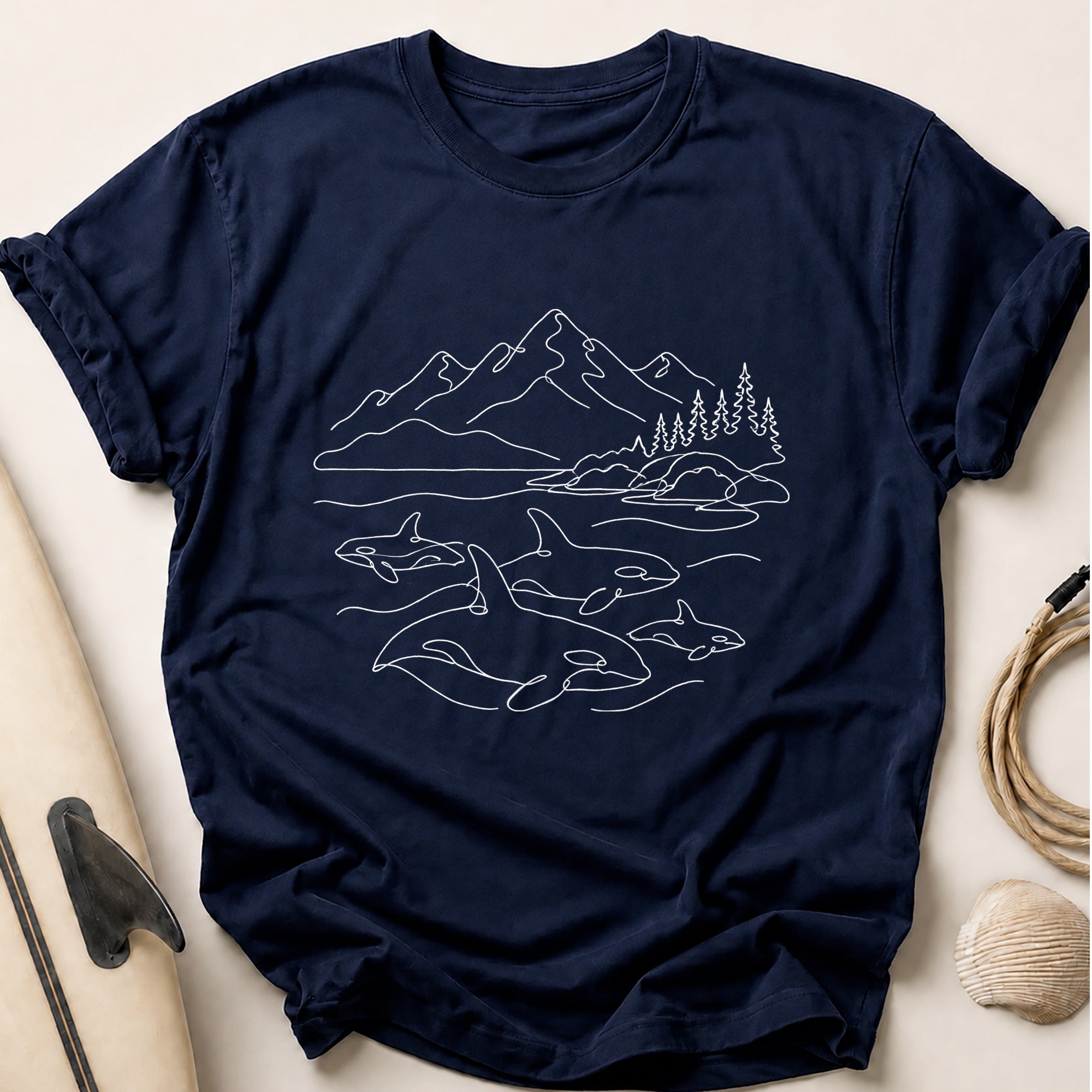 Orca Pod Coastline Tee - Navy
