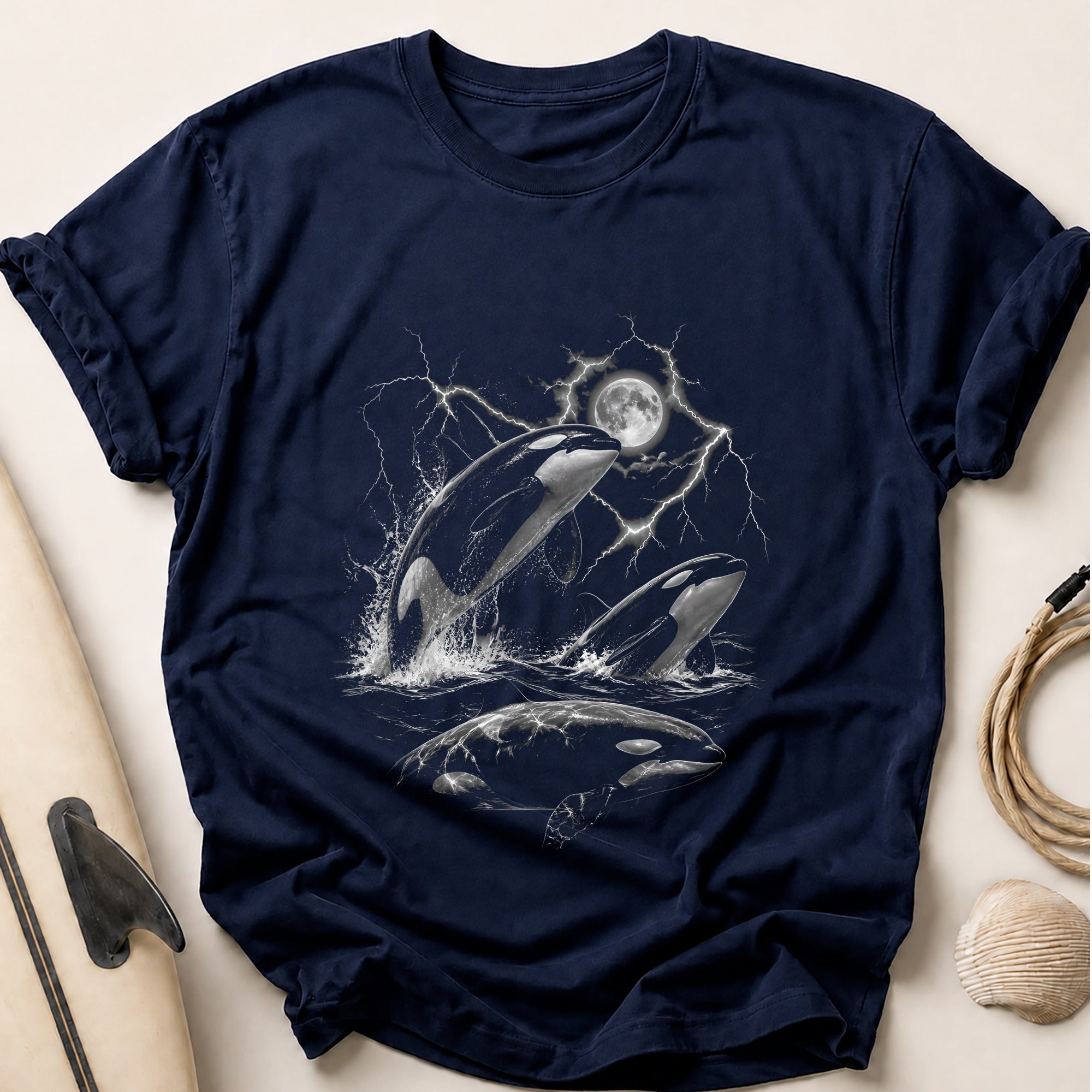 Orcas Moon Lightning Tee - Navy