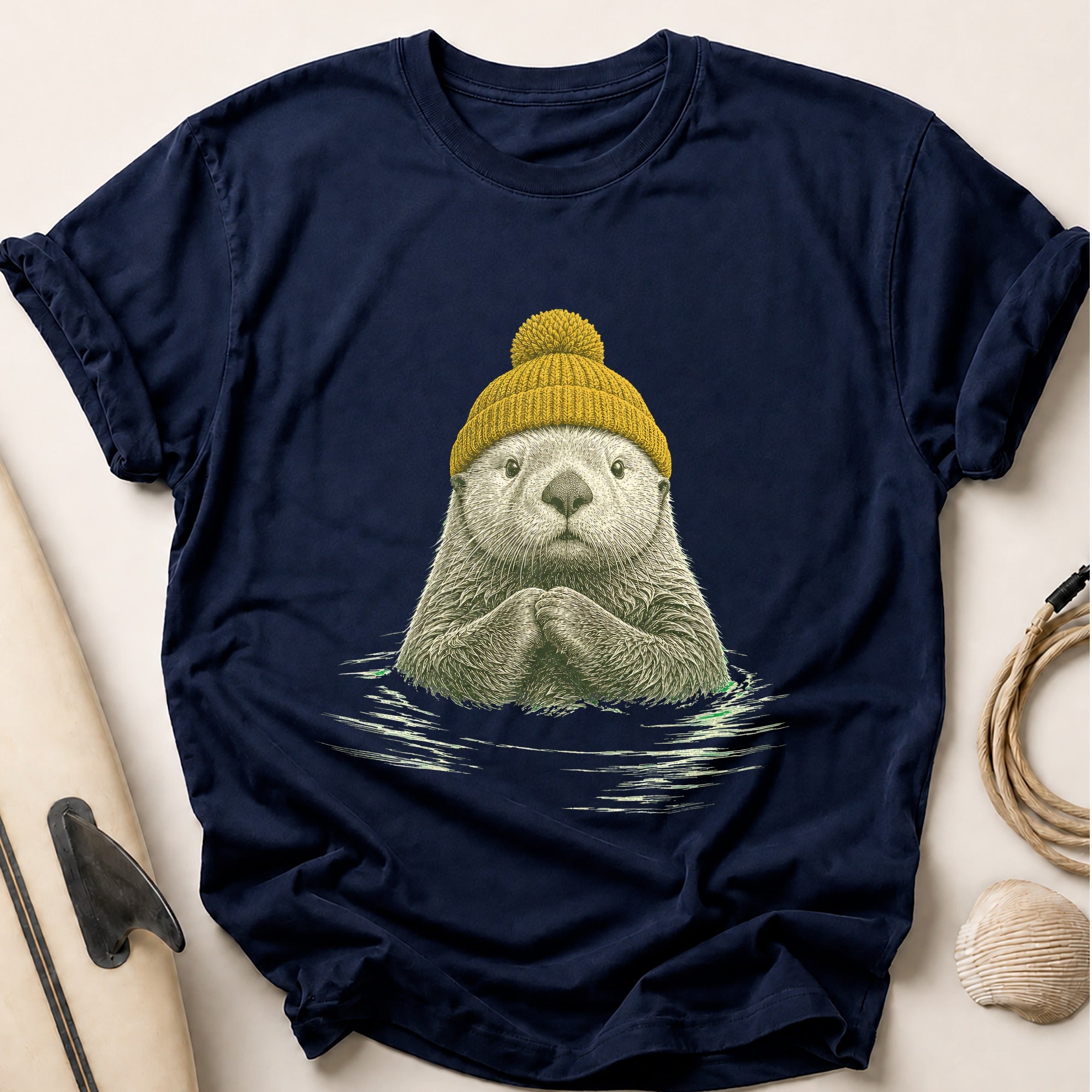 Otter In Mustard Tee - Navy