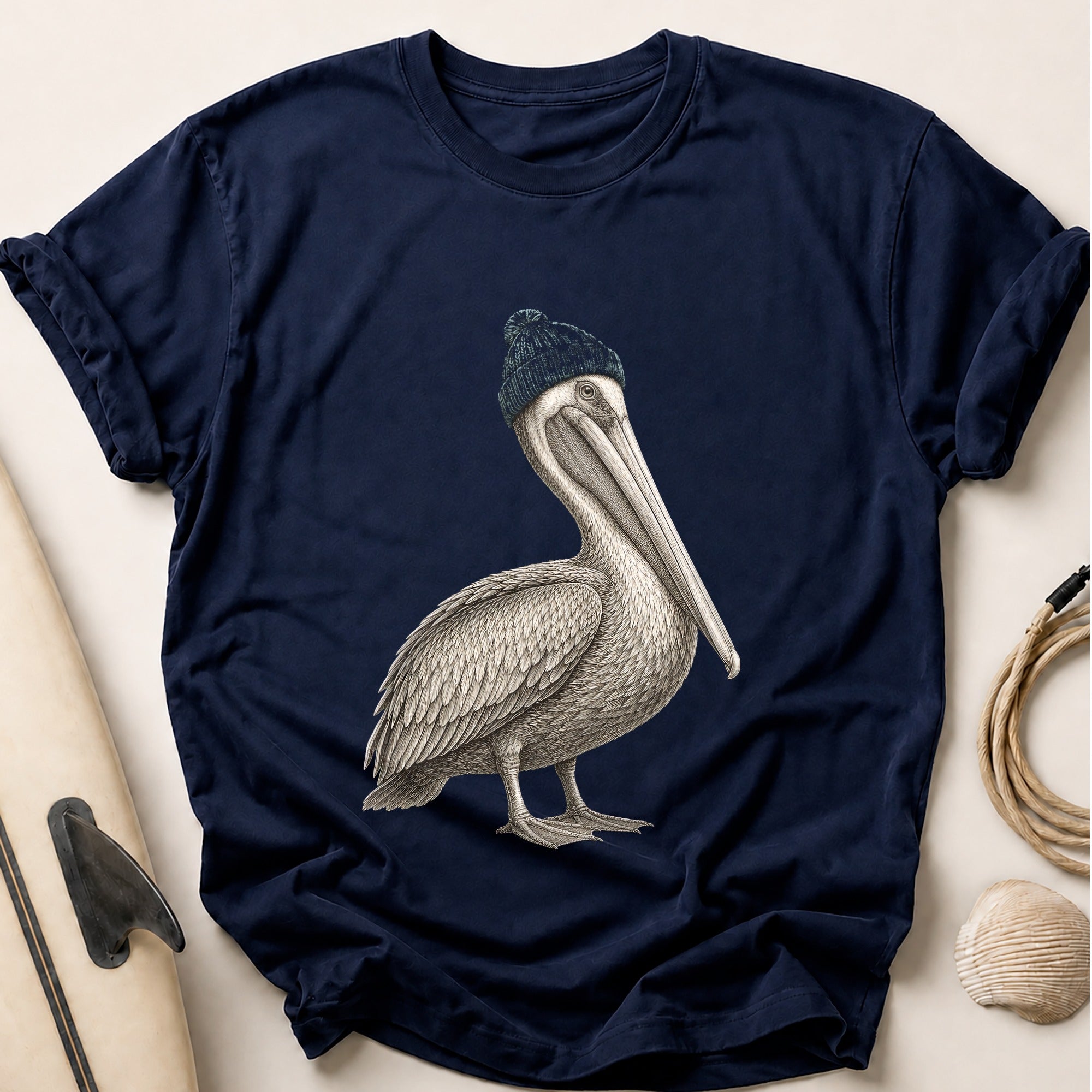 Pelican in Beanie Tee - Navy