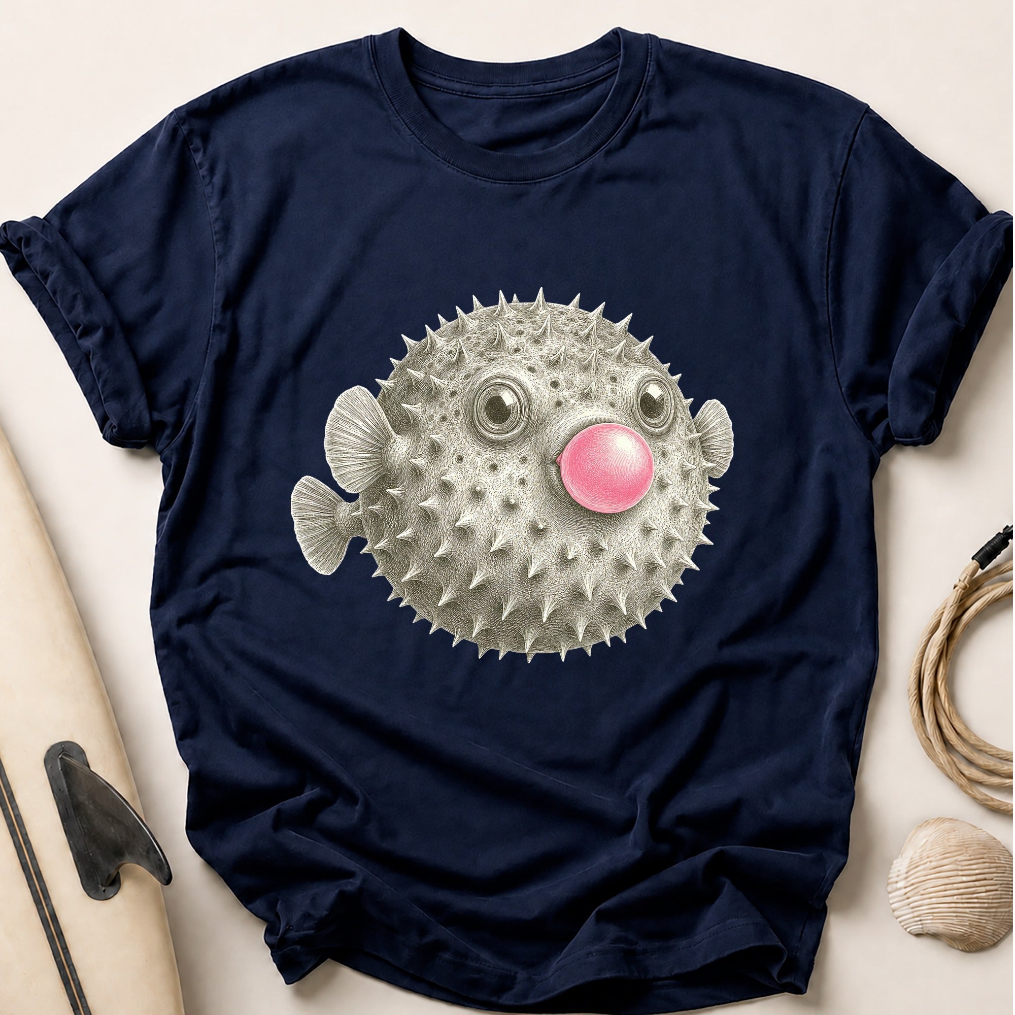 Pufferfish Tee - Navy