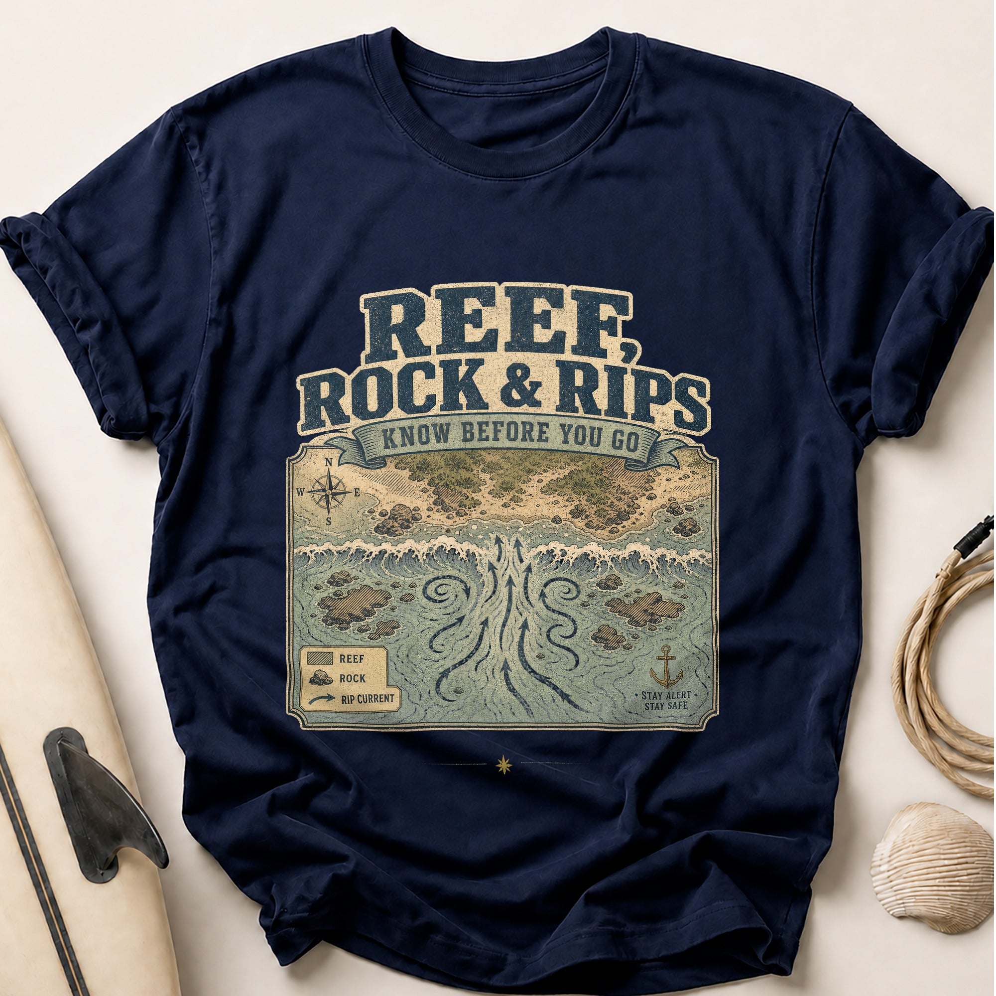 Reef, Rock & Rips Tee - Navy