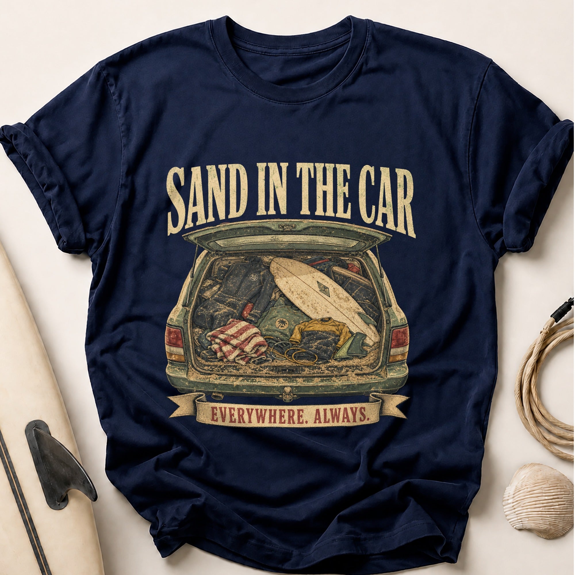 Sand In The Car Tee - Navy