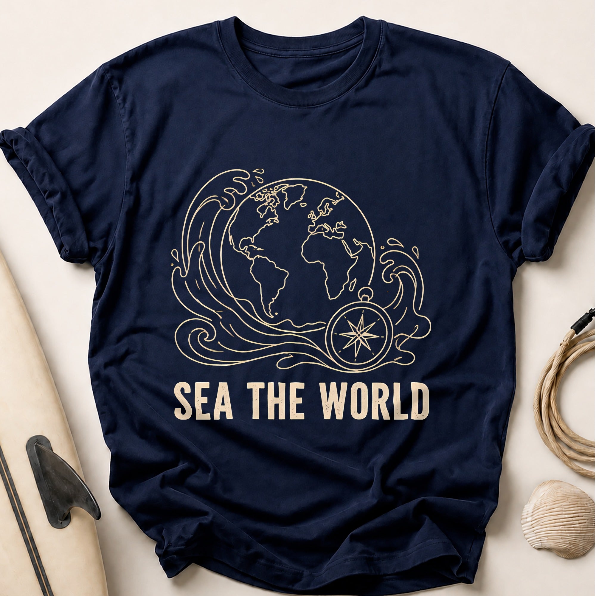 Sea The World Tee - Navy