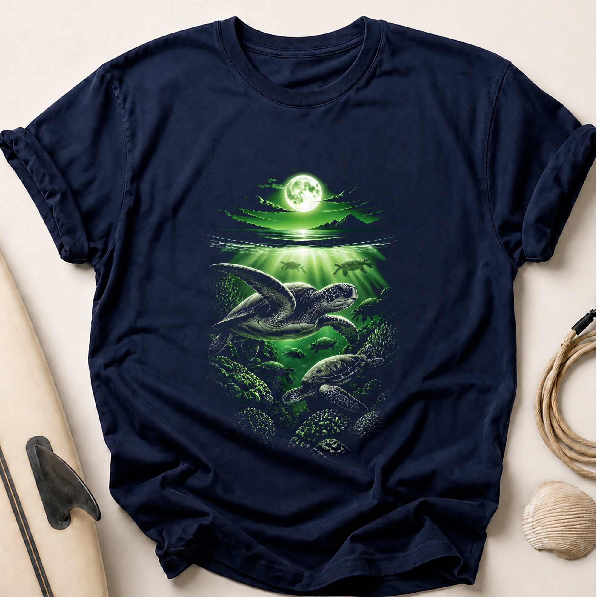 Sea Turtles Green Reef Tee - Navy