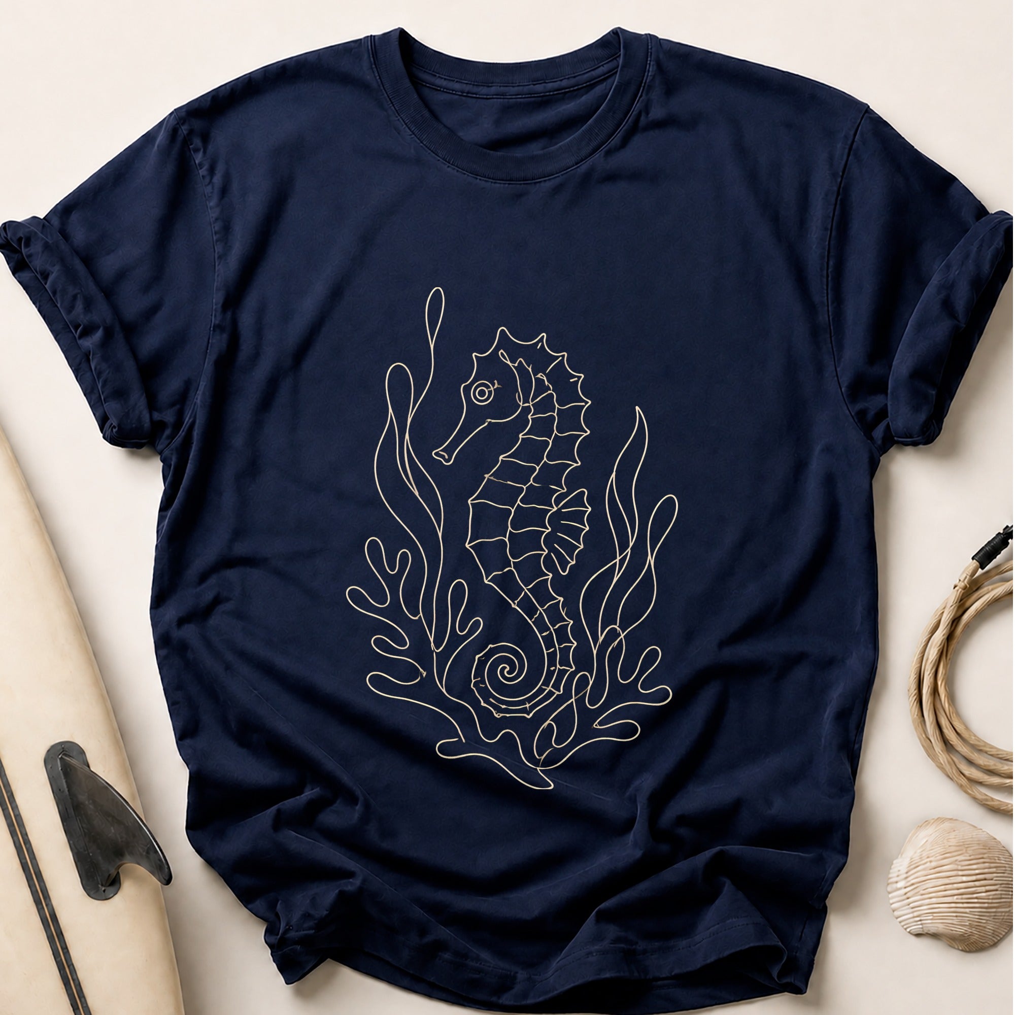 Seahorse Coral Tee - Navy