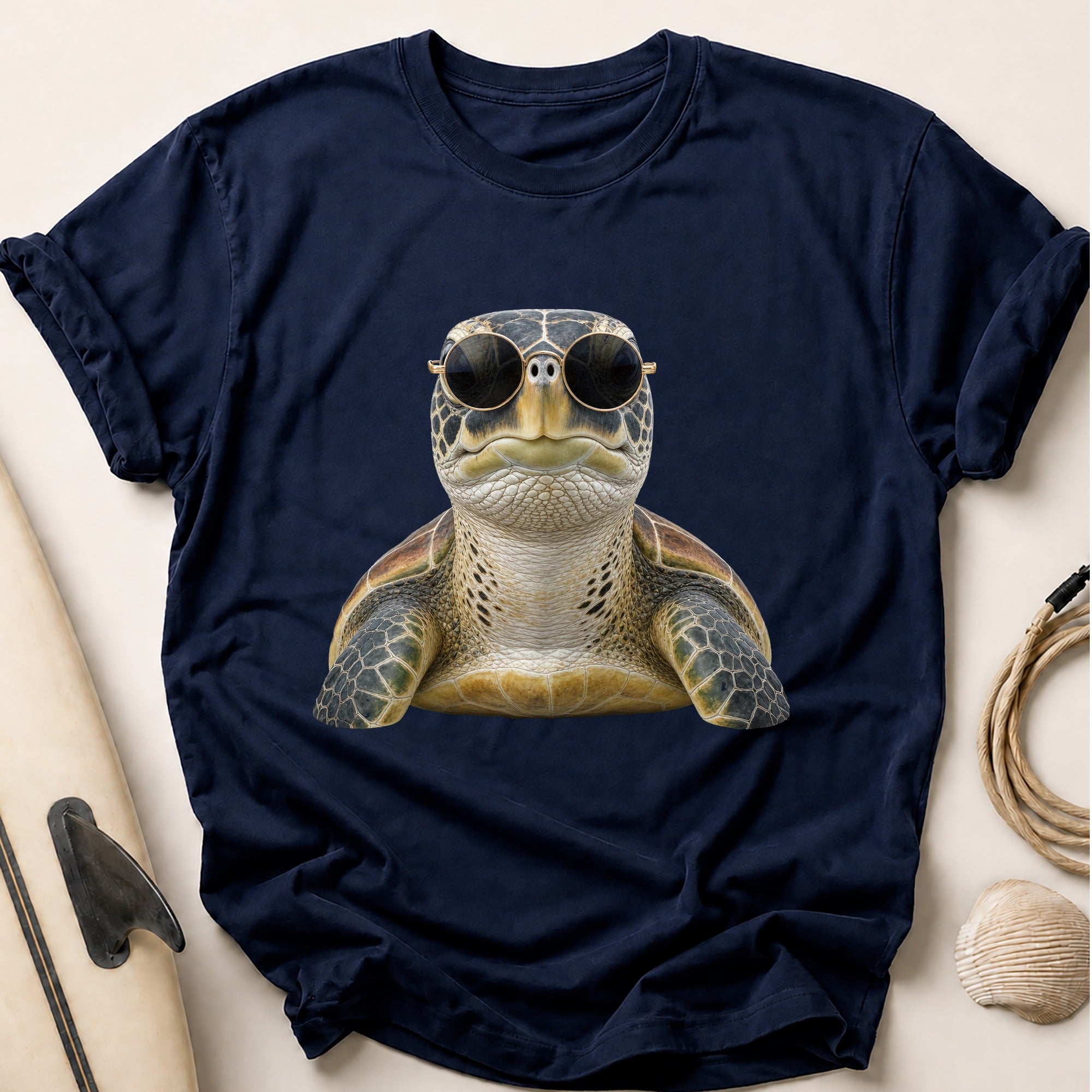 Turtle In Shades Tee - Navy