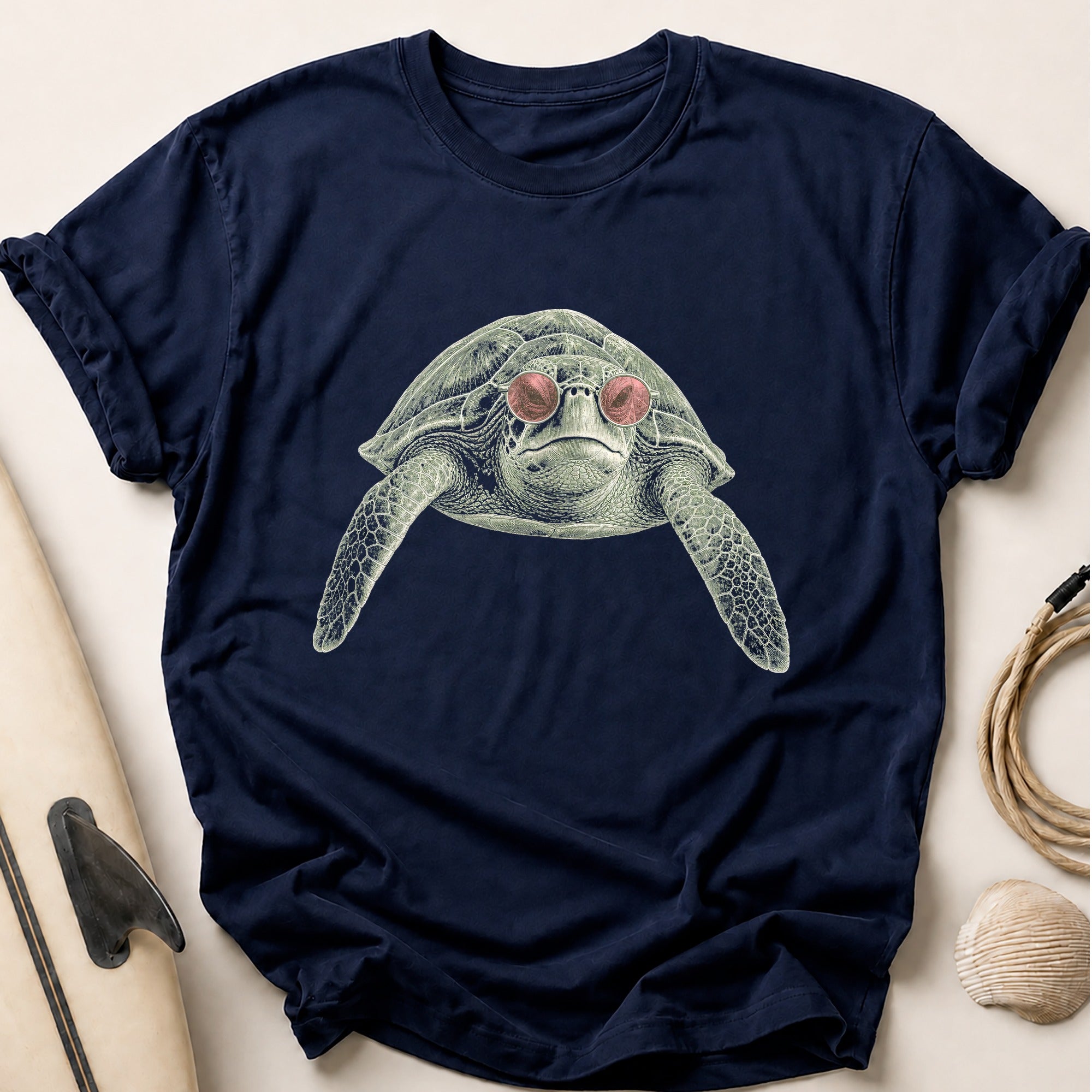 Turtle Rose Tee - Navy