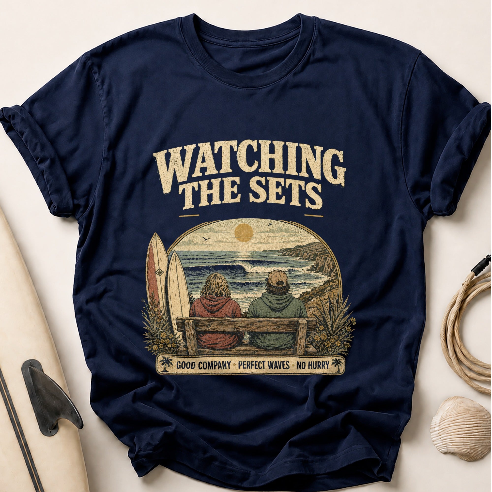 Watching The Sets Tee - Navy