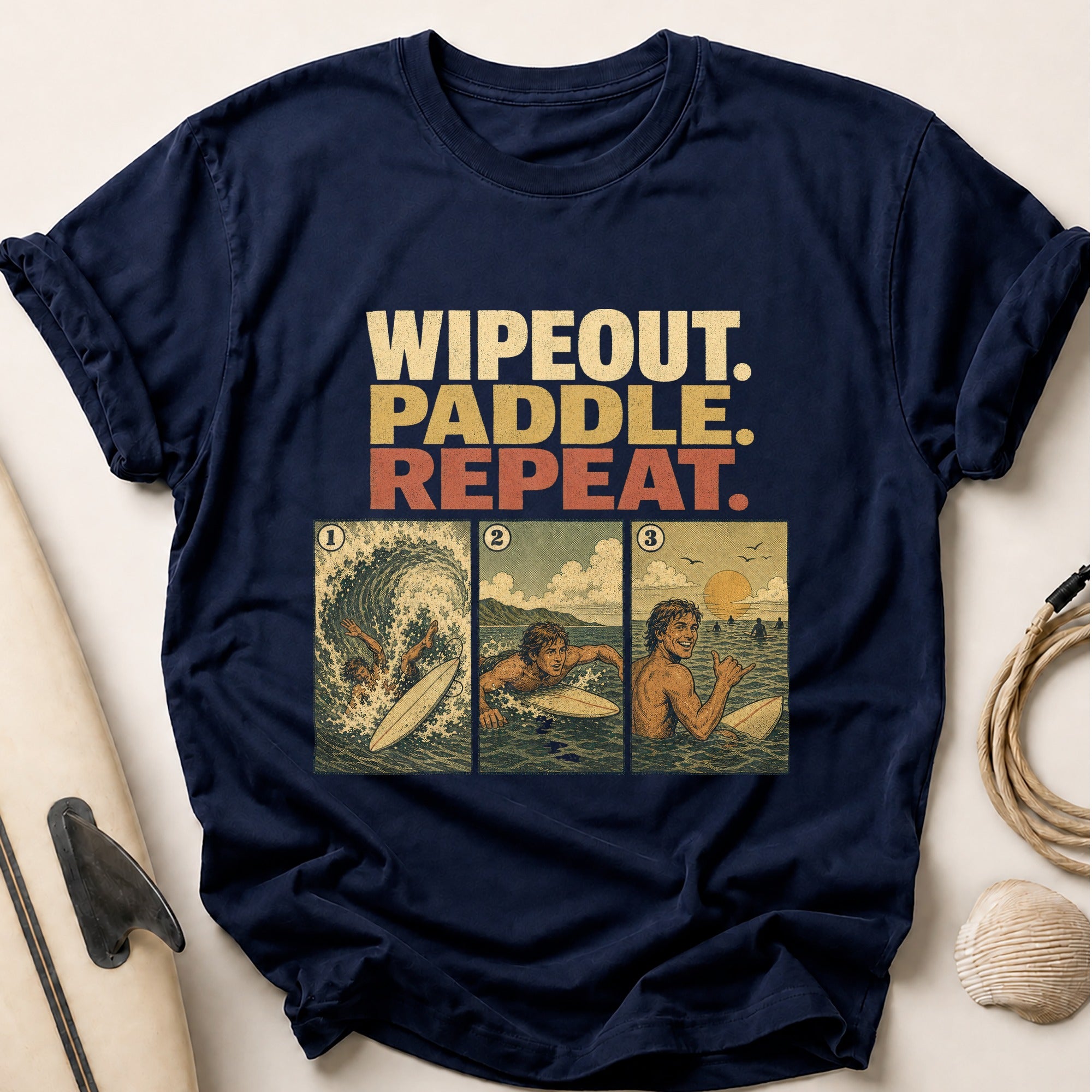 Wipeout Paddle Repeat Tee - Navy