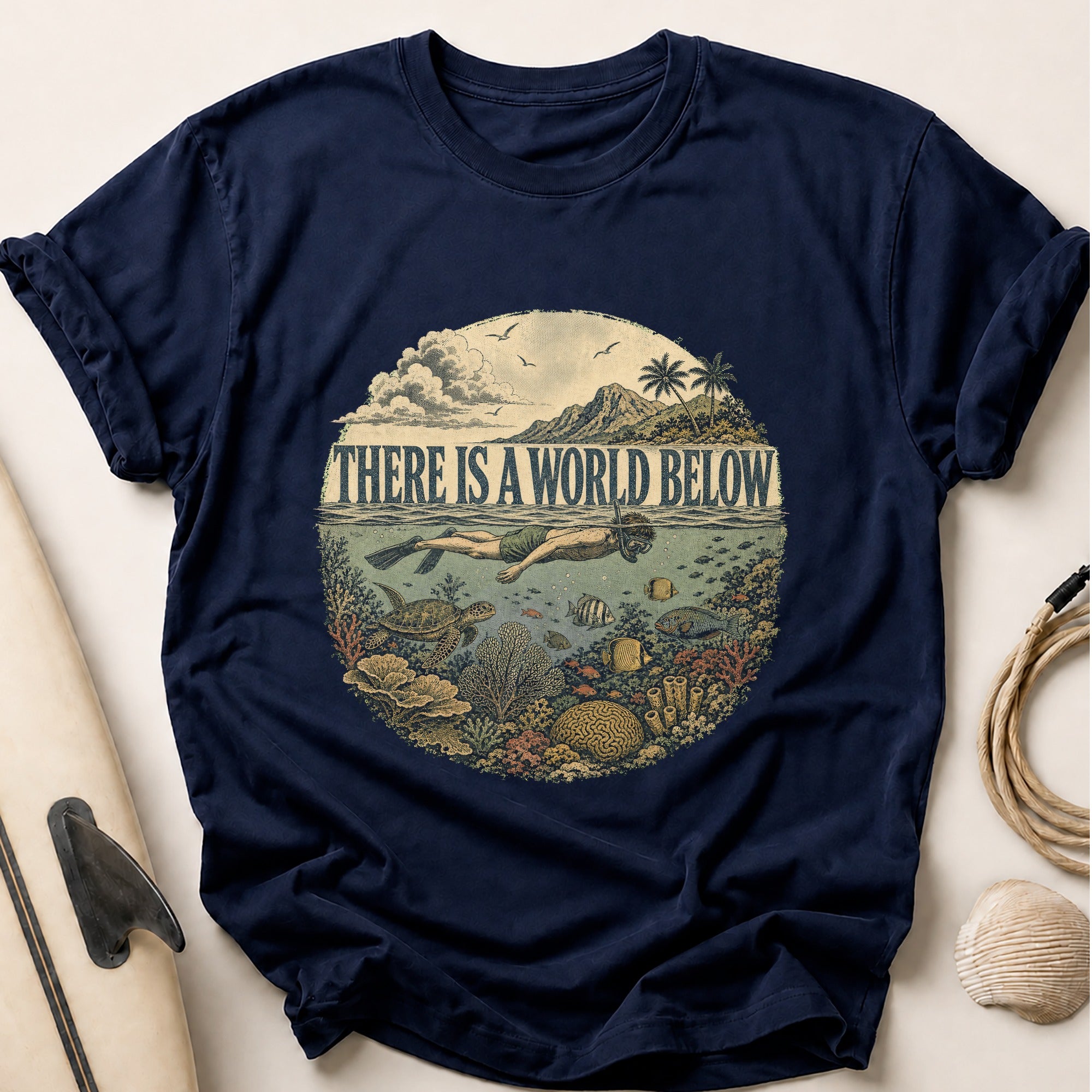 World Below Tee - Navy